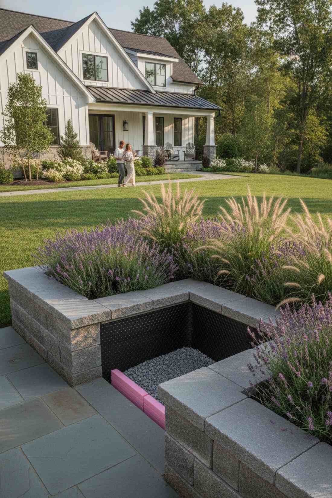 planter integrated seating wall