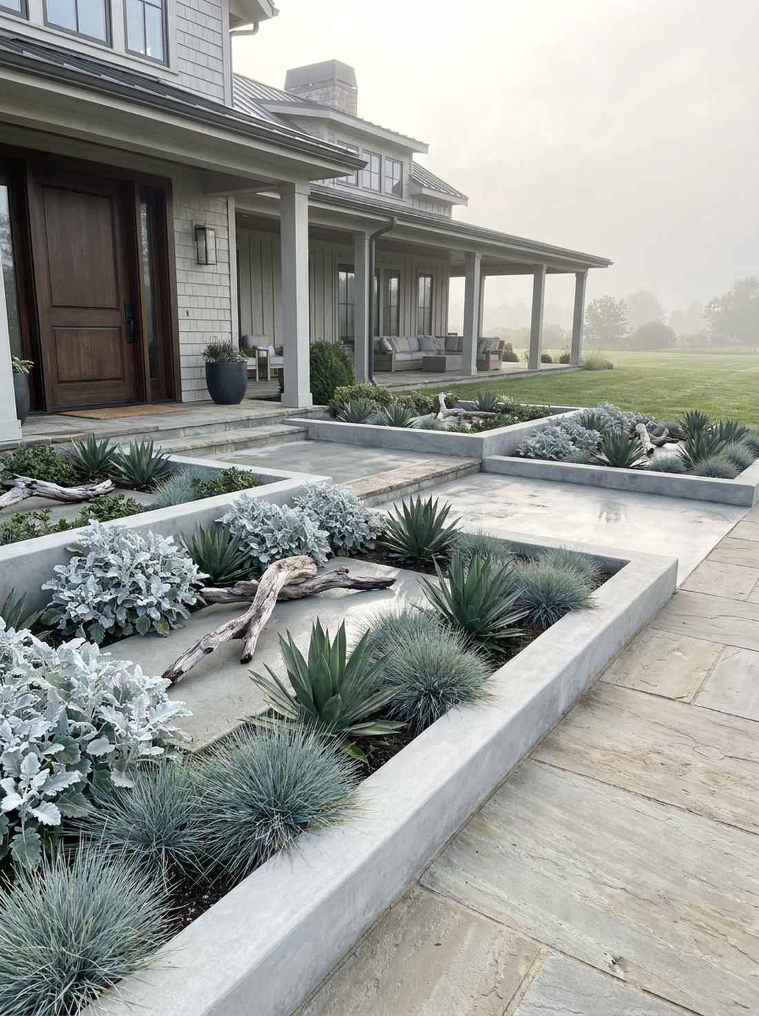 sage green and concrete neutrals