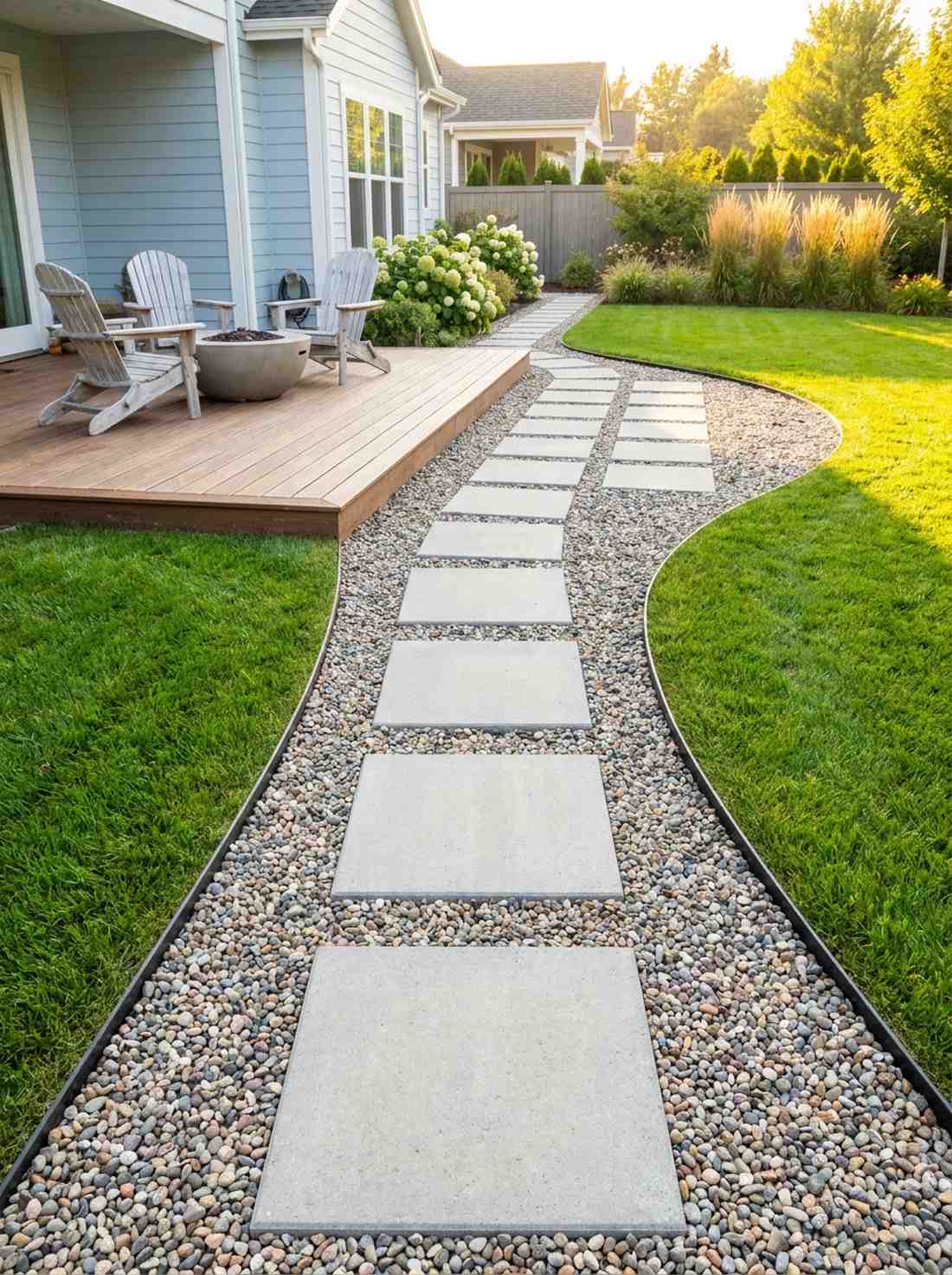 stone and pea gravel combination