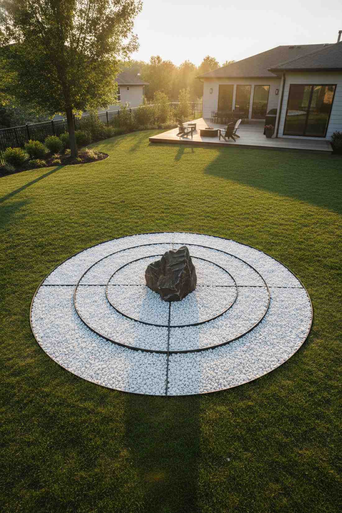 white gravel meditation circle