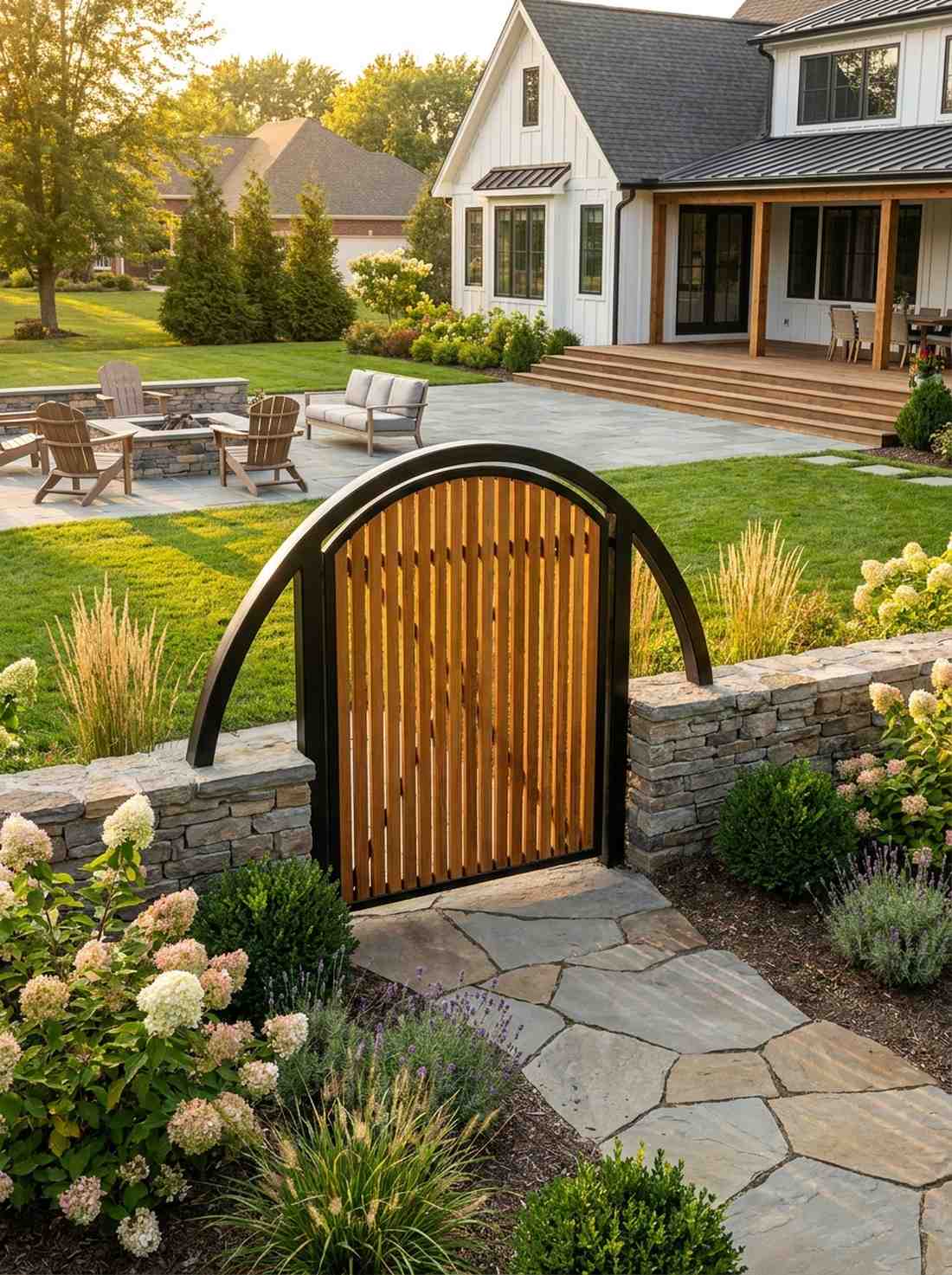 arched top modern garden gate