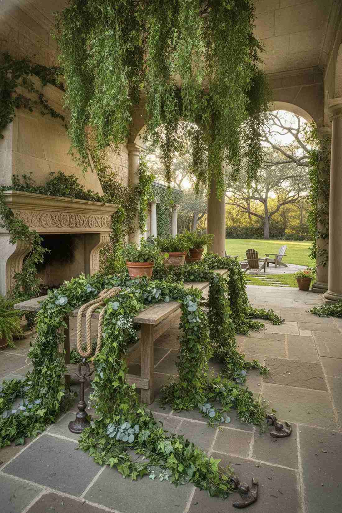 cascading greenery installations