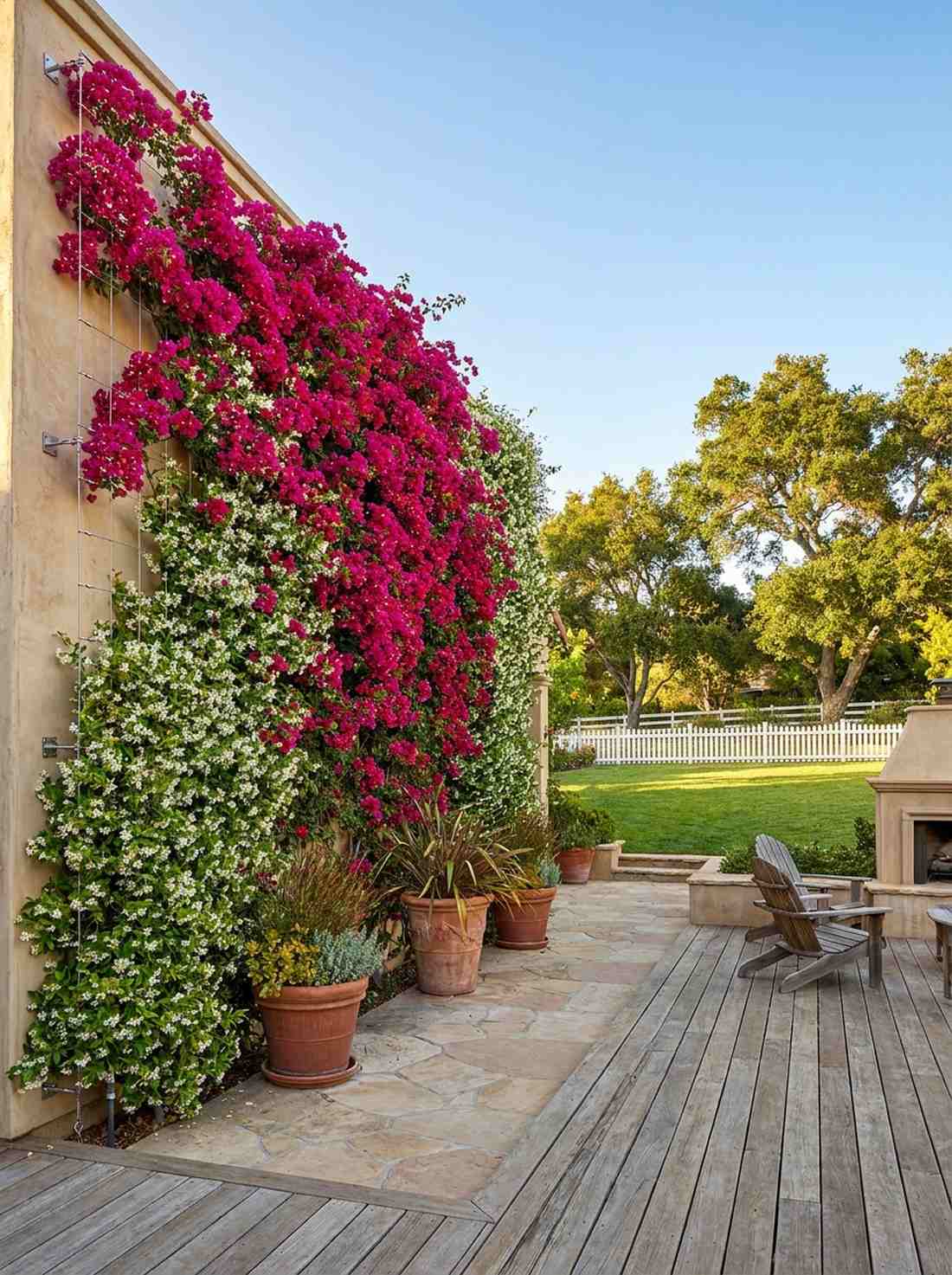 climbing jasmine and bougainvillea