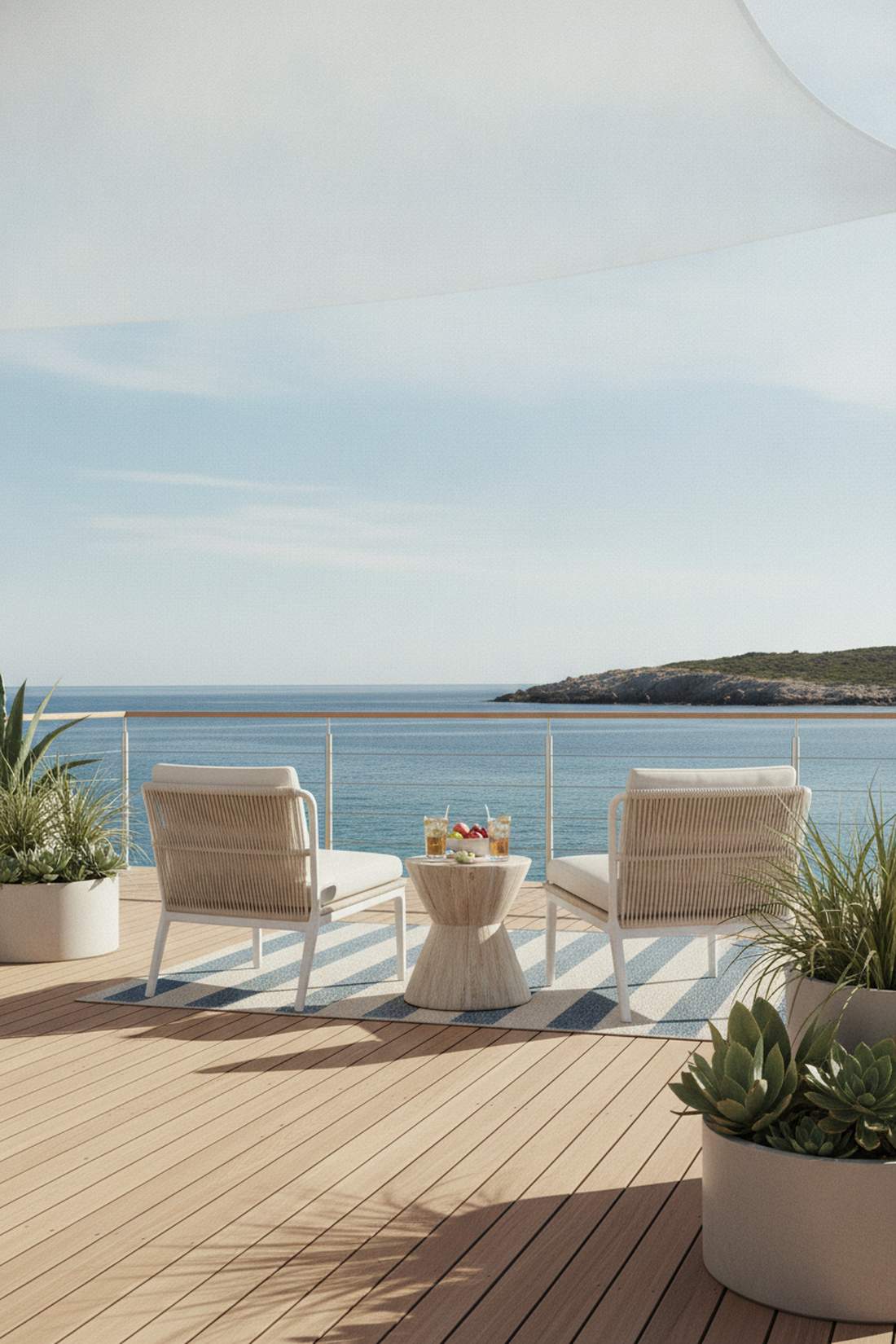 coastal rope wrapped chairs
