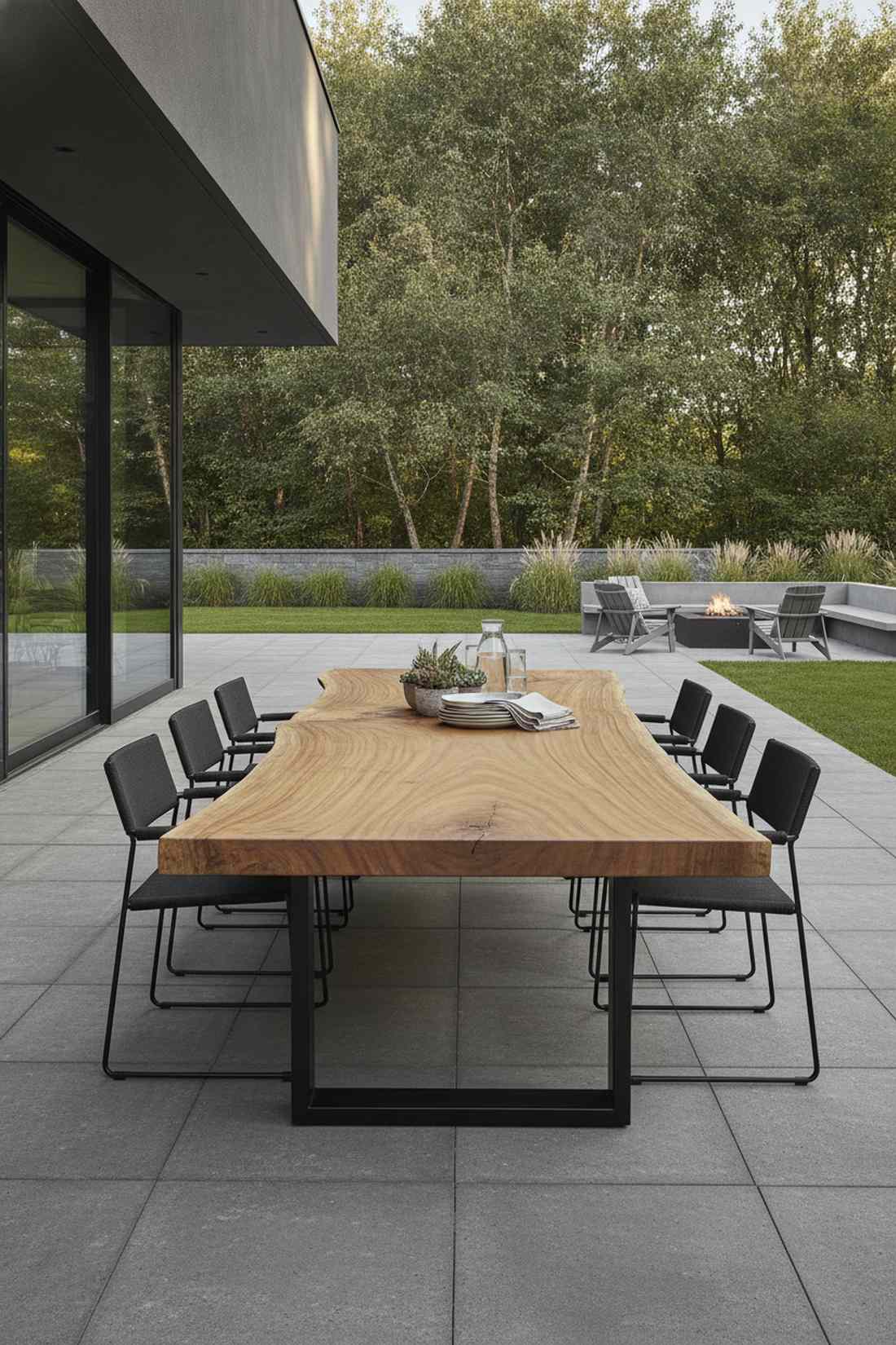 live edge teak dining table