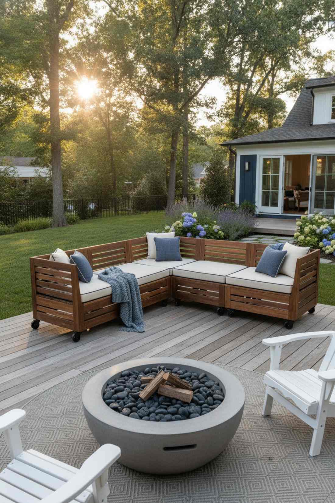 nested l shaped bench set