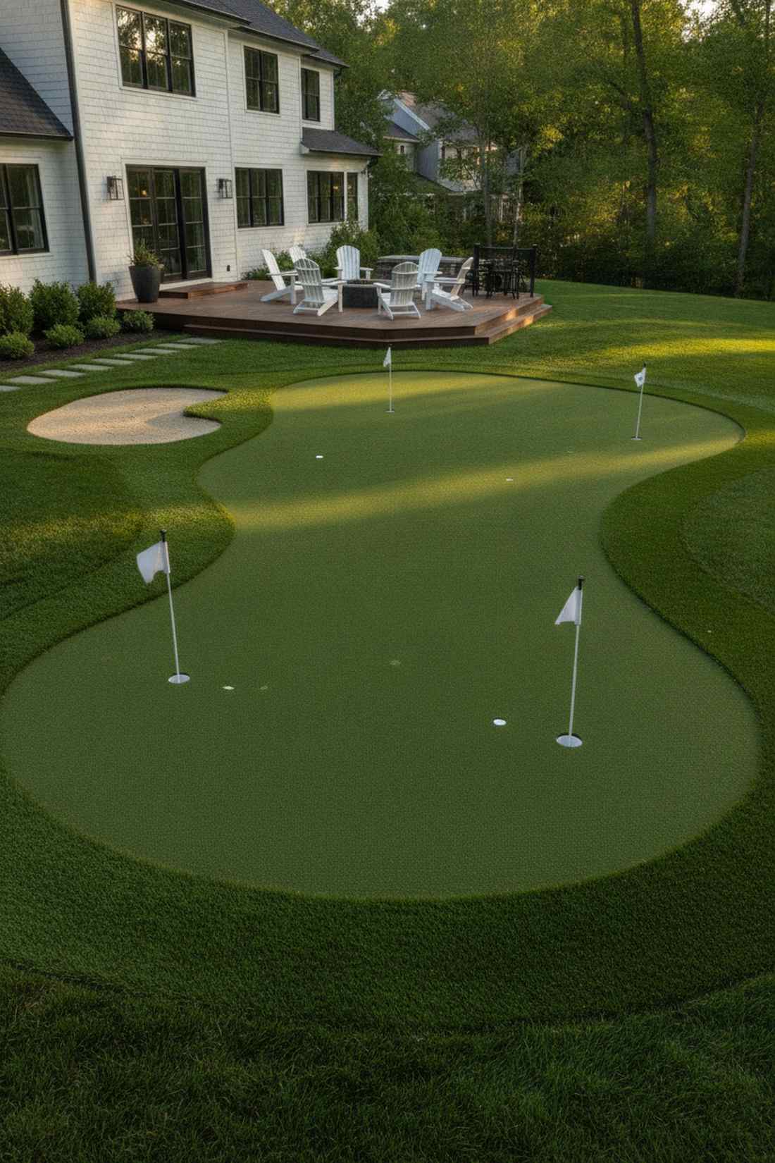 putting green with multiple holes