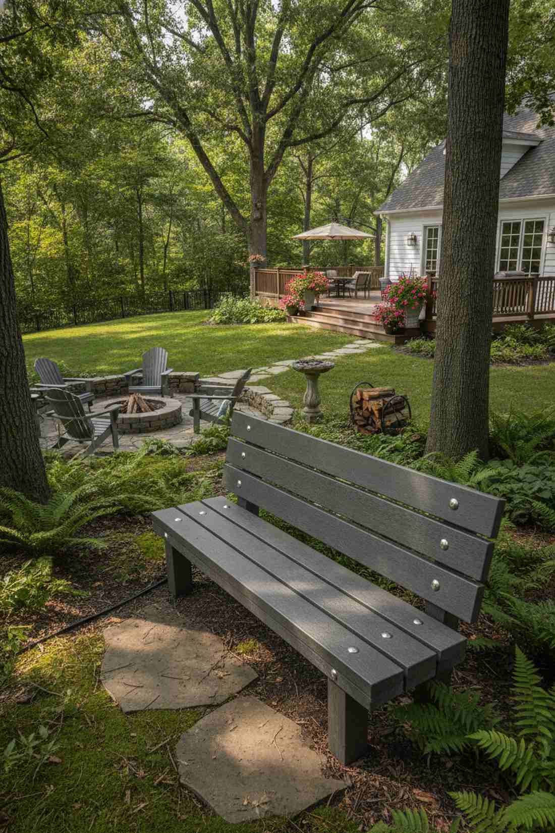 recycled plastic lumber bench