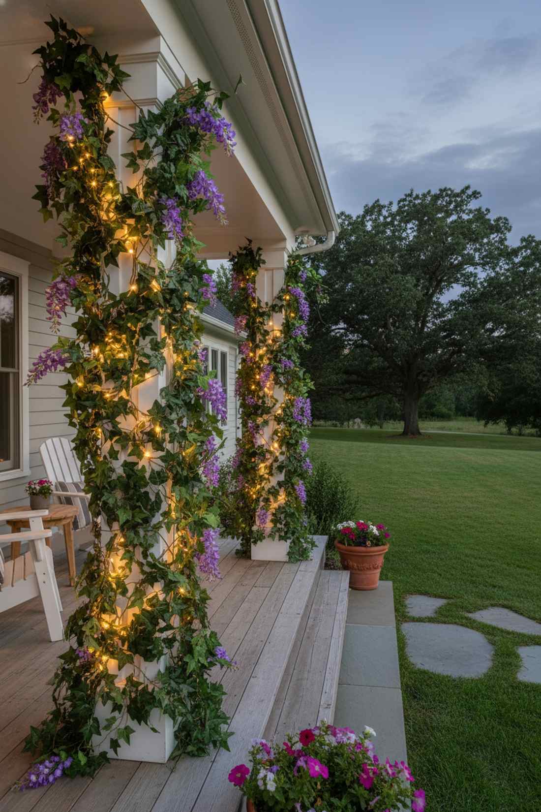 vine wrapped post lights