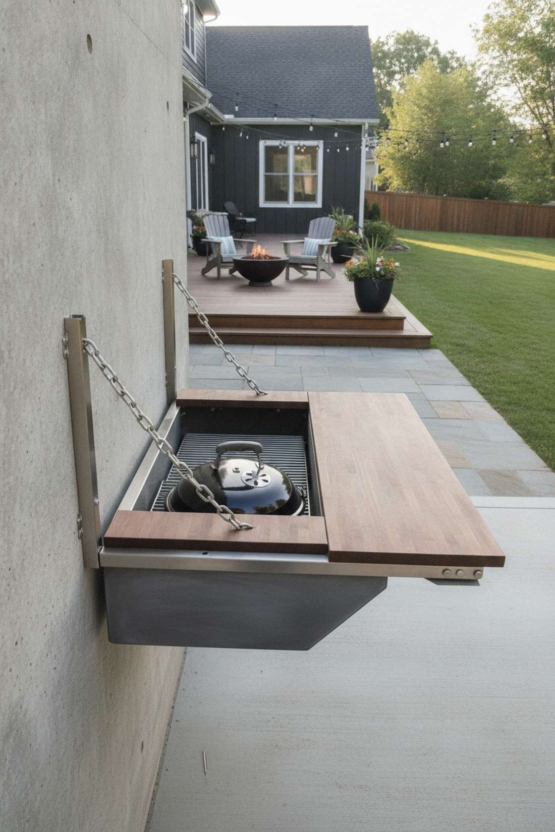wall mounted fold out grill bar
