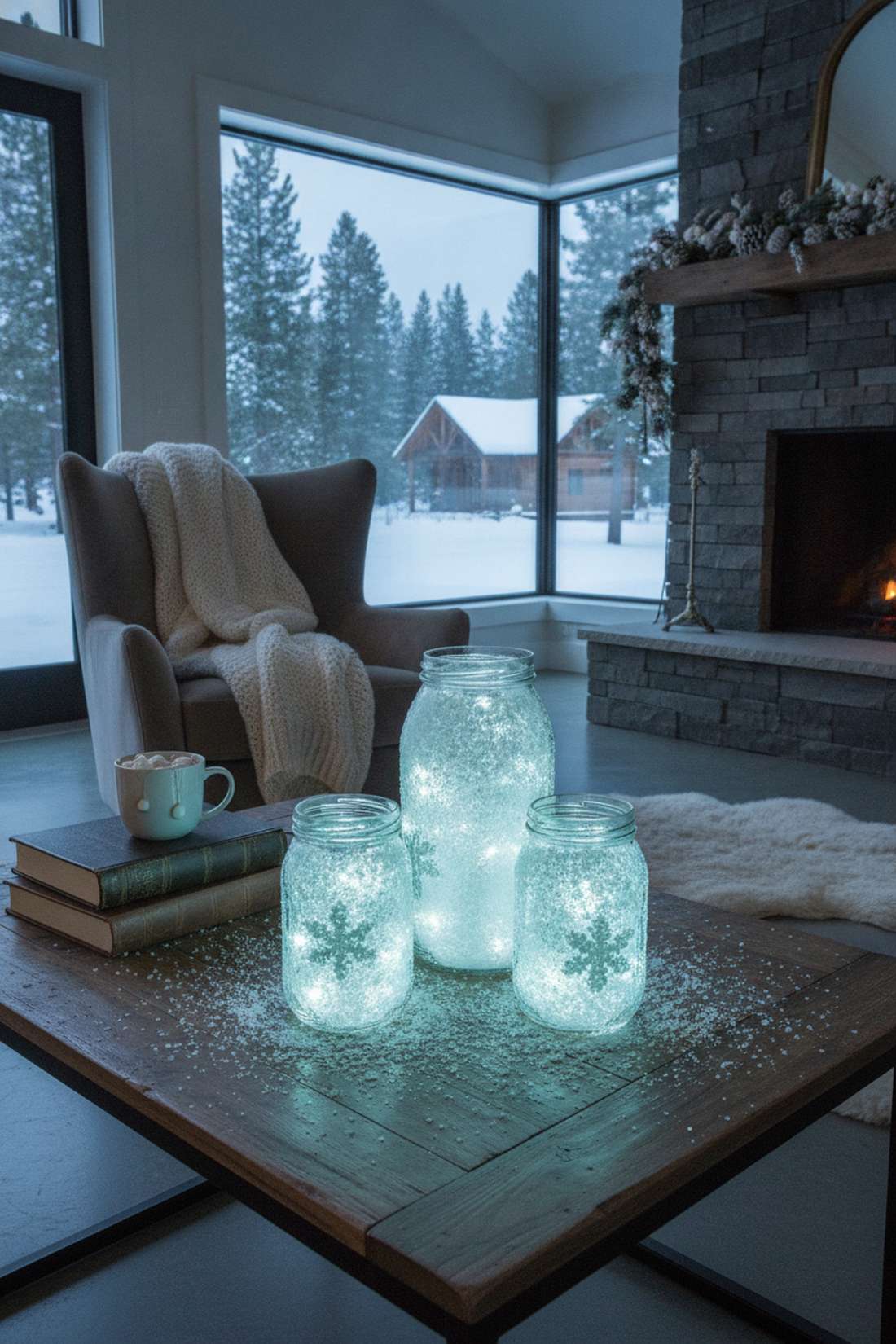 winter snowflake wonderland jars