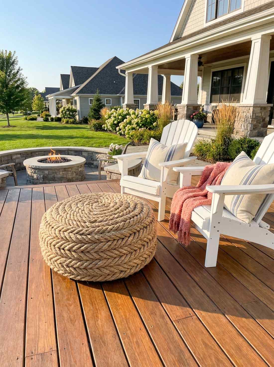 woven jute floor pouf