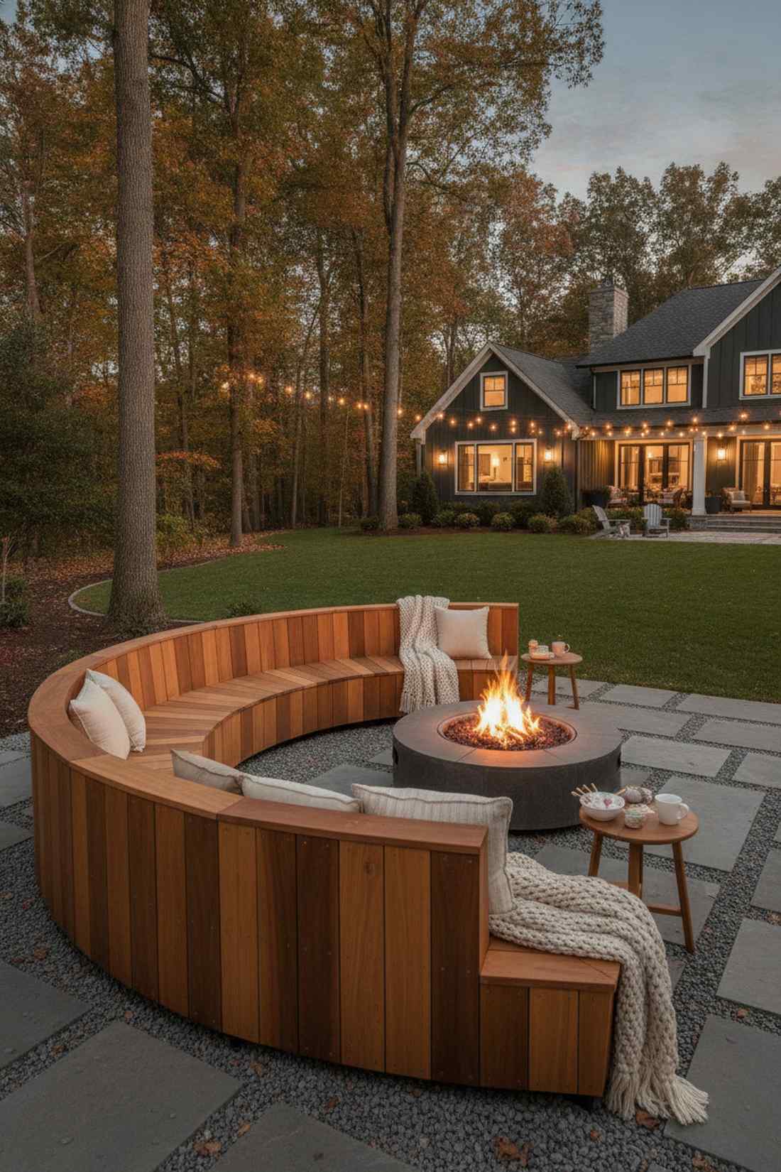 acacia wood fire pit benches