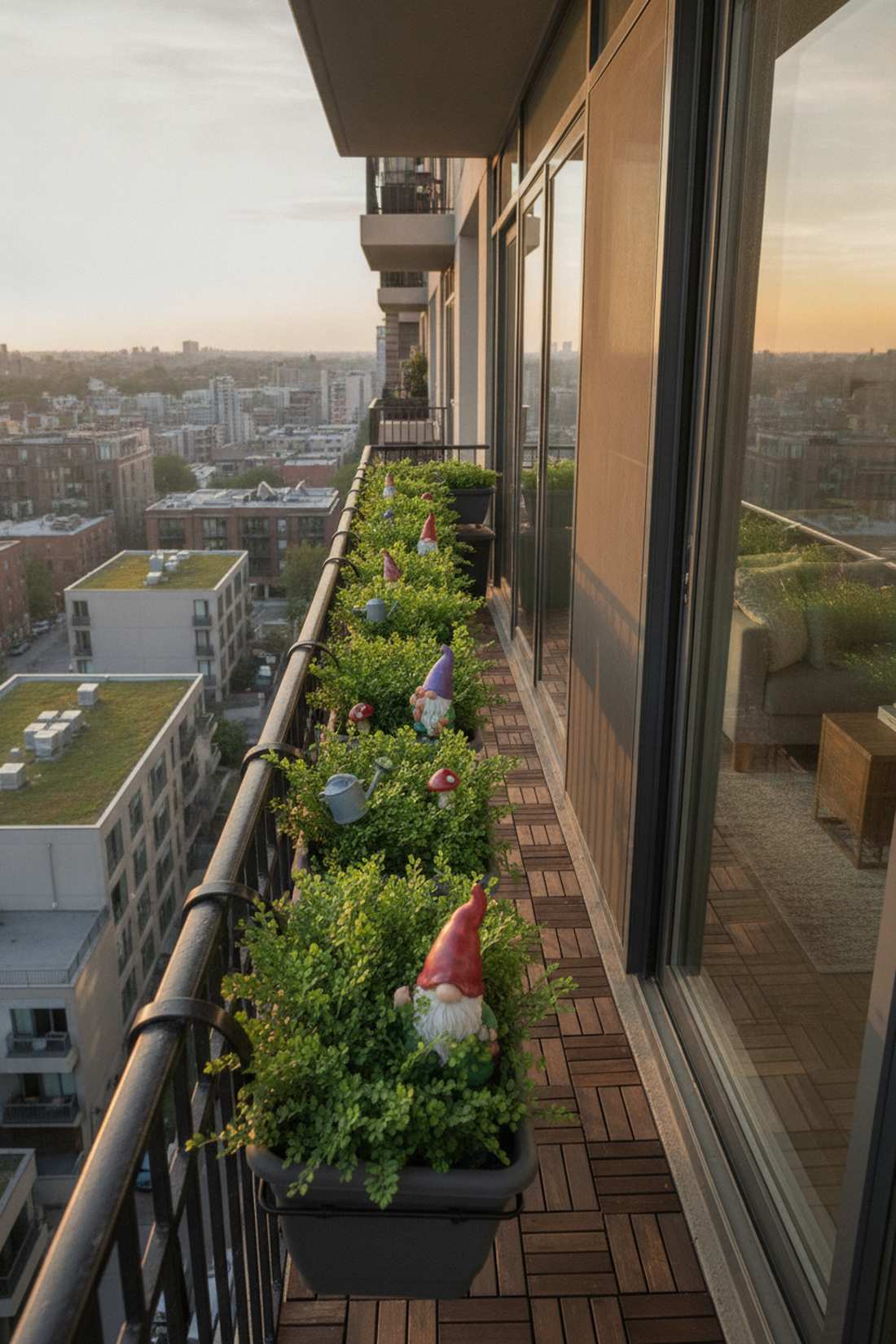 balcony rail planter gnome line