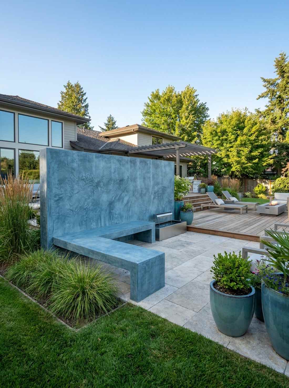 blue gray concrete accents