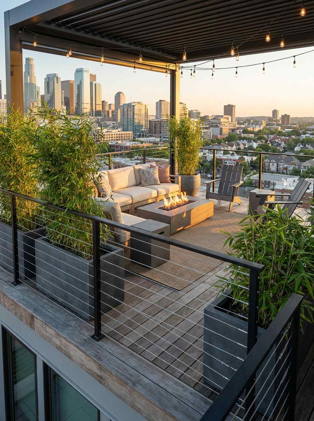 cable rail with privacy screen bamboo