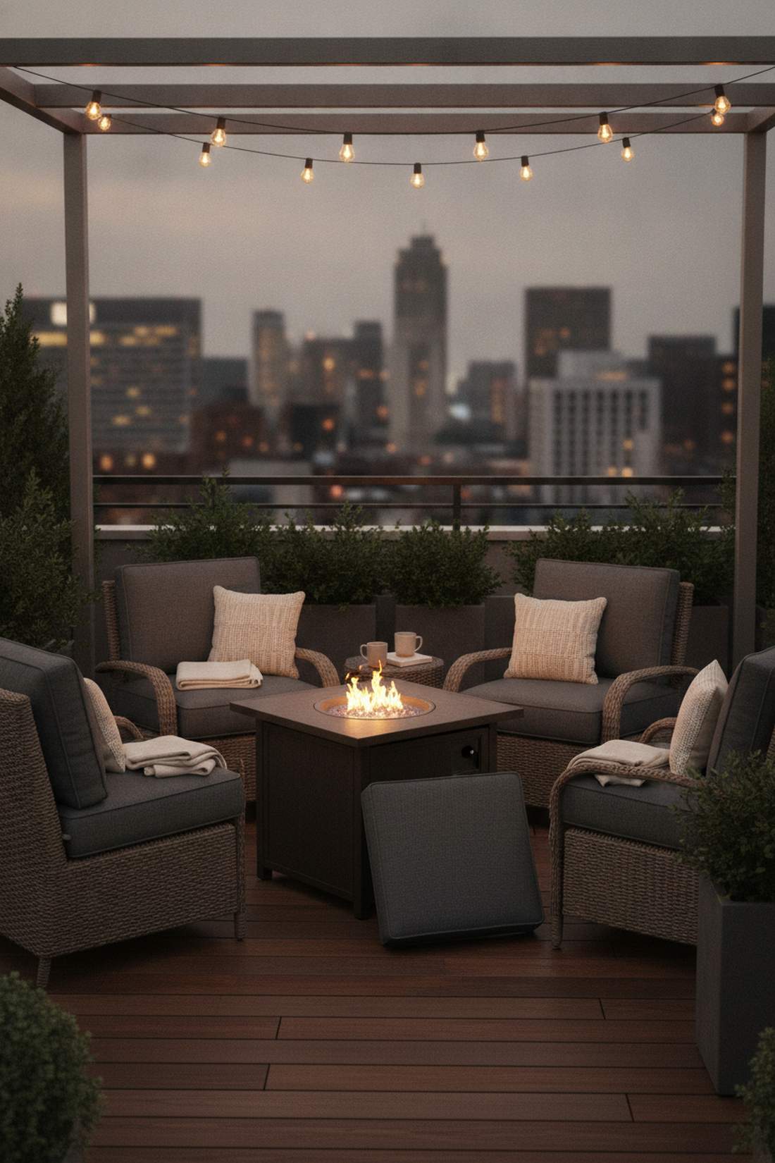 conversation set with fire pit ottoman