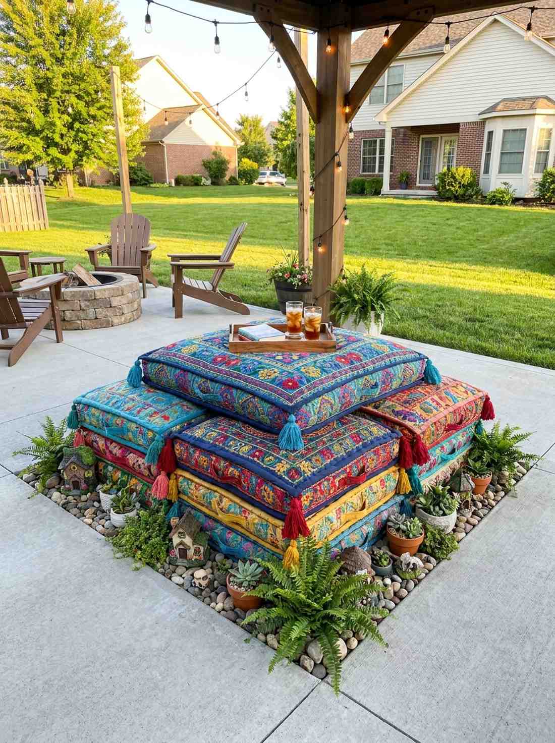 embroidered floor cushion set