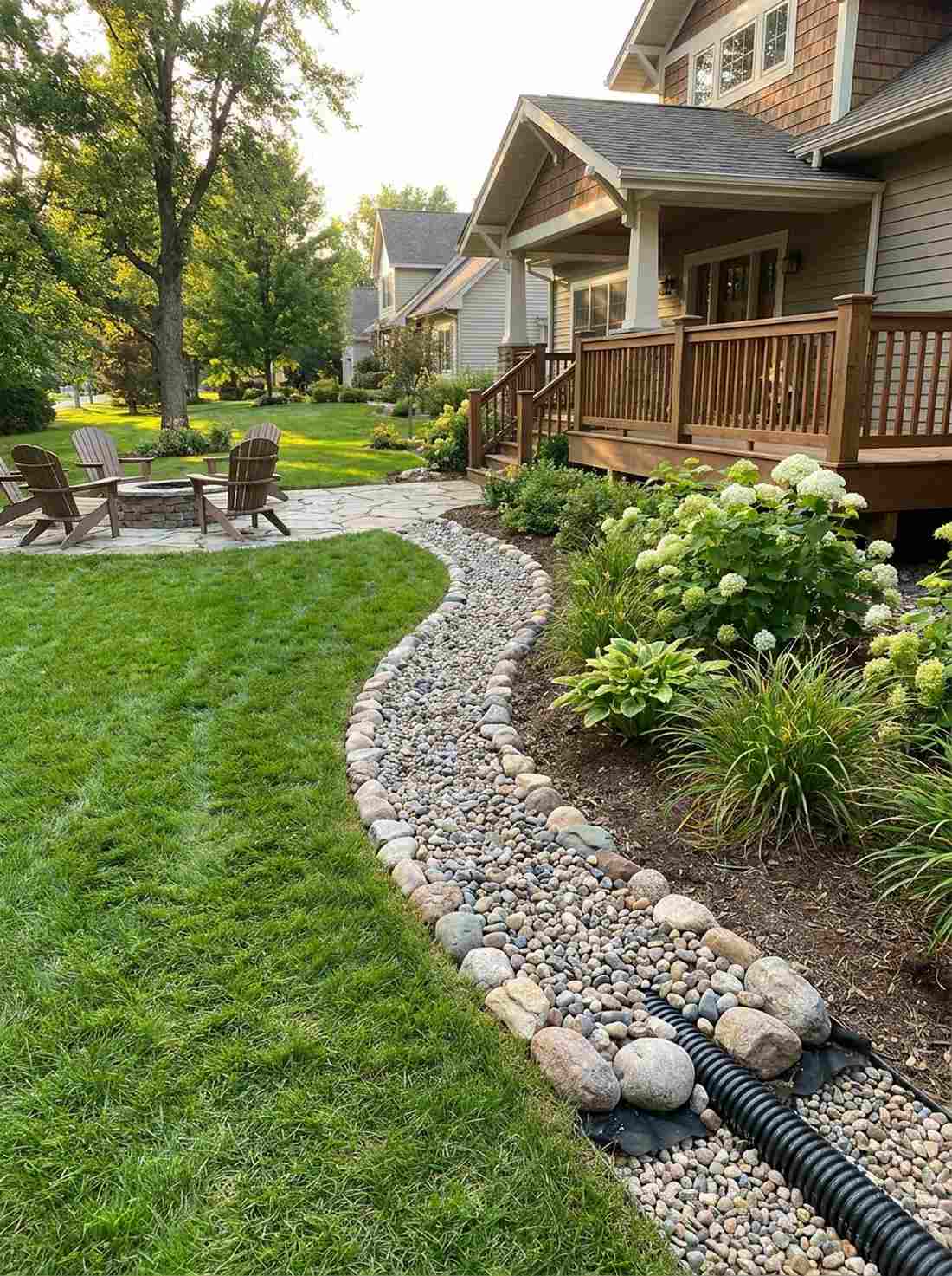 french drain stone edging