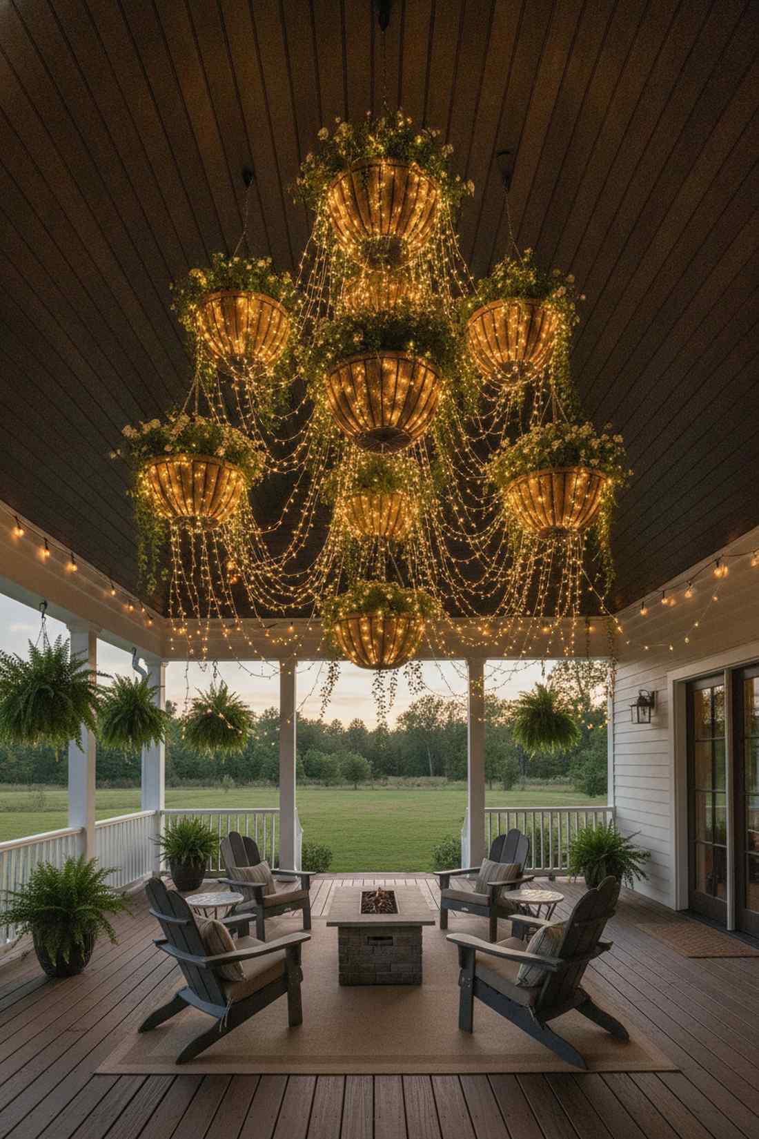 hanging basket chandelier clusters