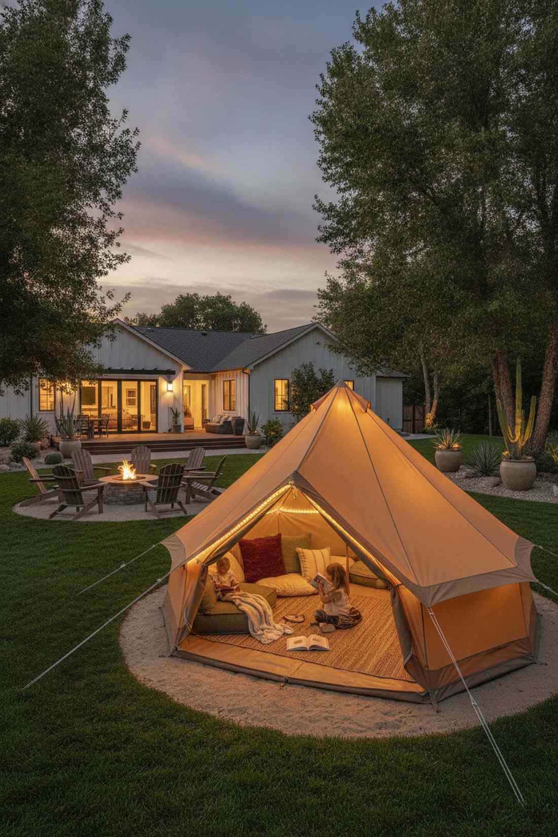 honey colored canopy tent lighting