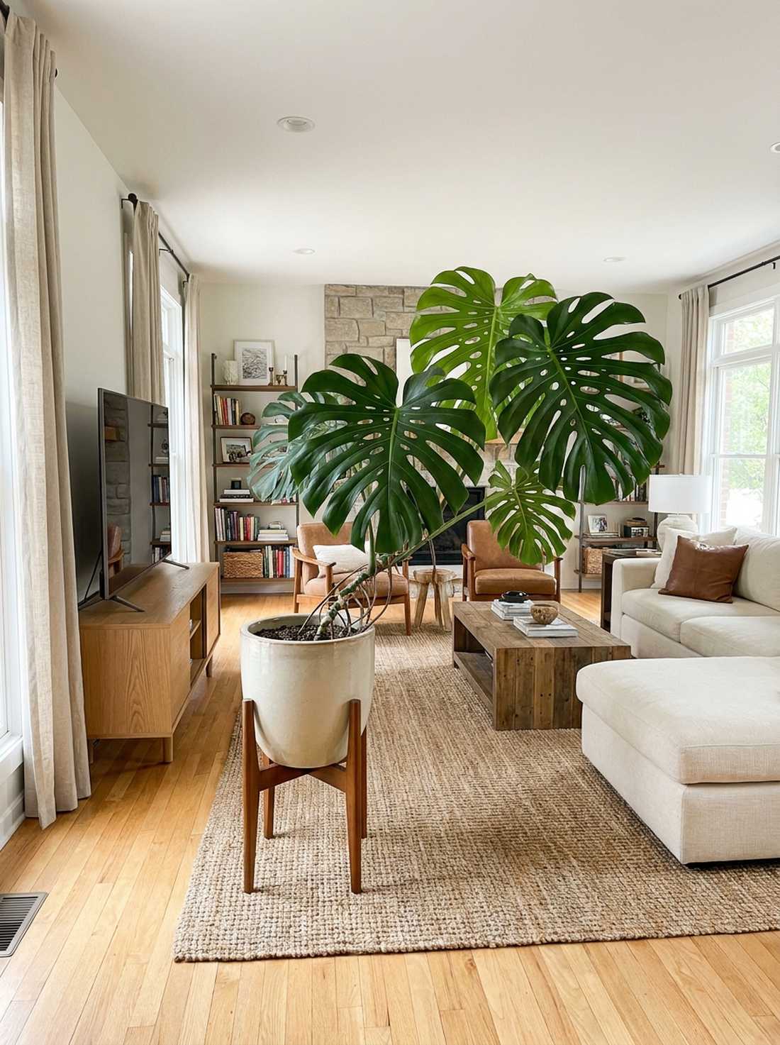 monstera or bird of paradise statement plant