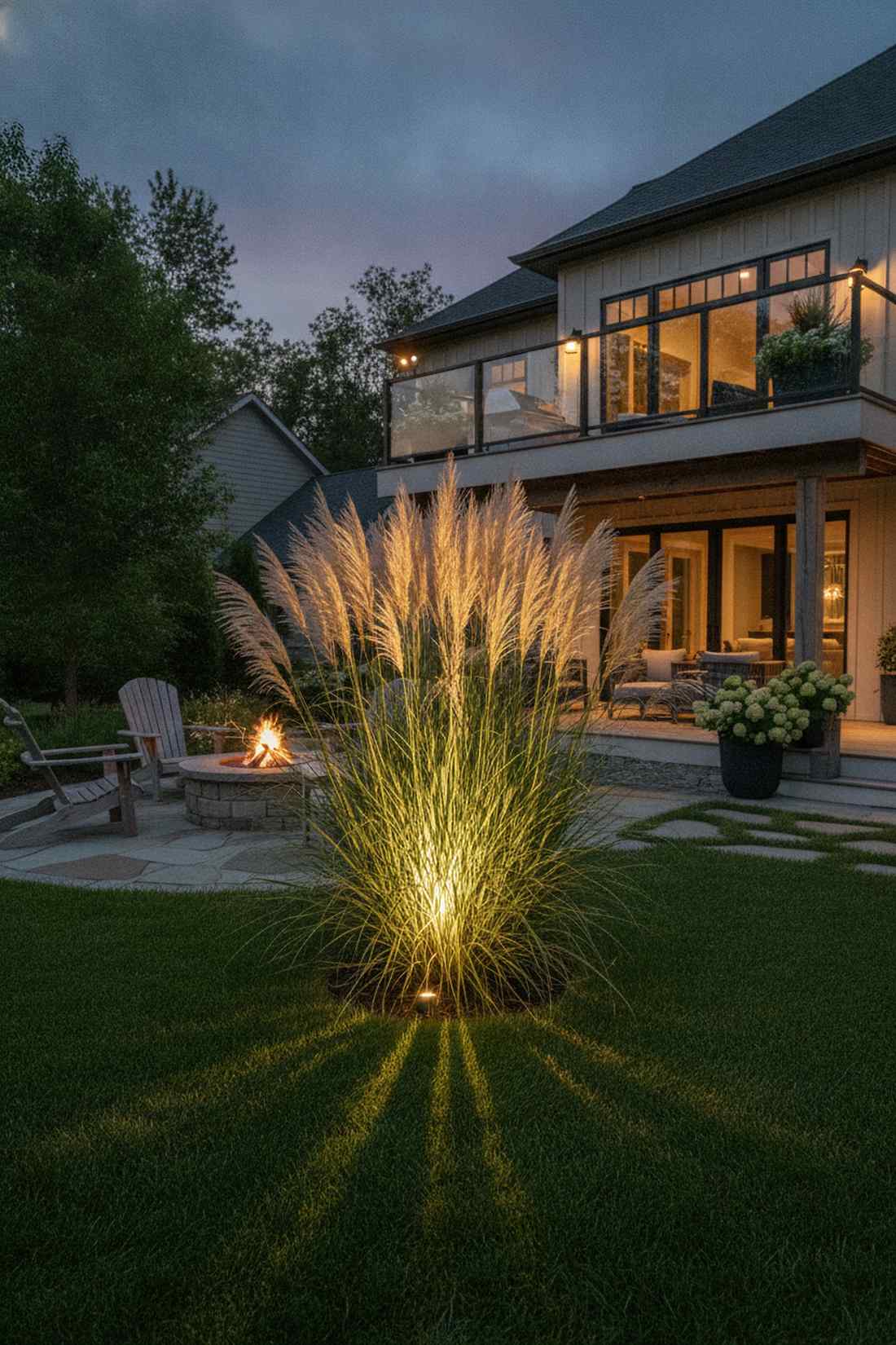 ornamental grass uplighting