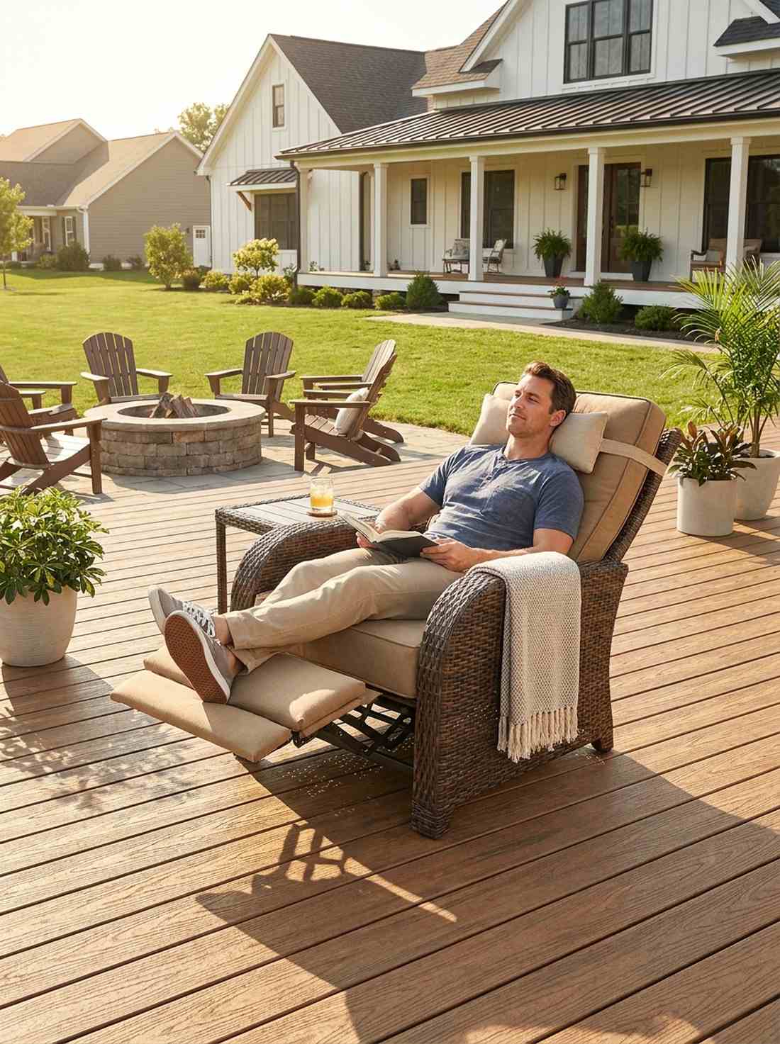 outdoor recliner with footrest