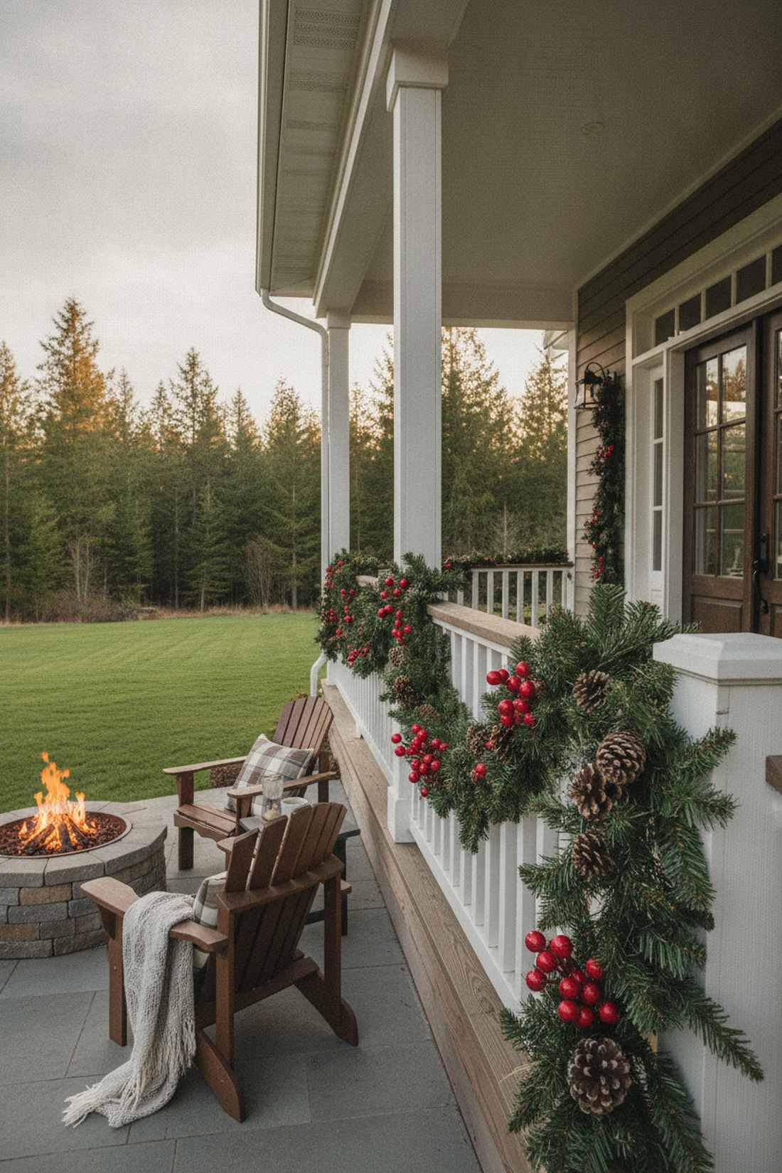 pinecone and berry accents