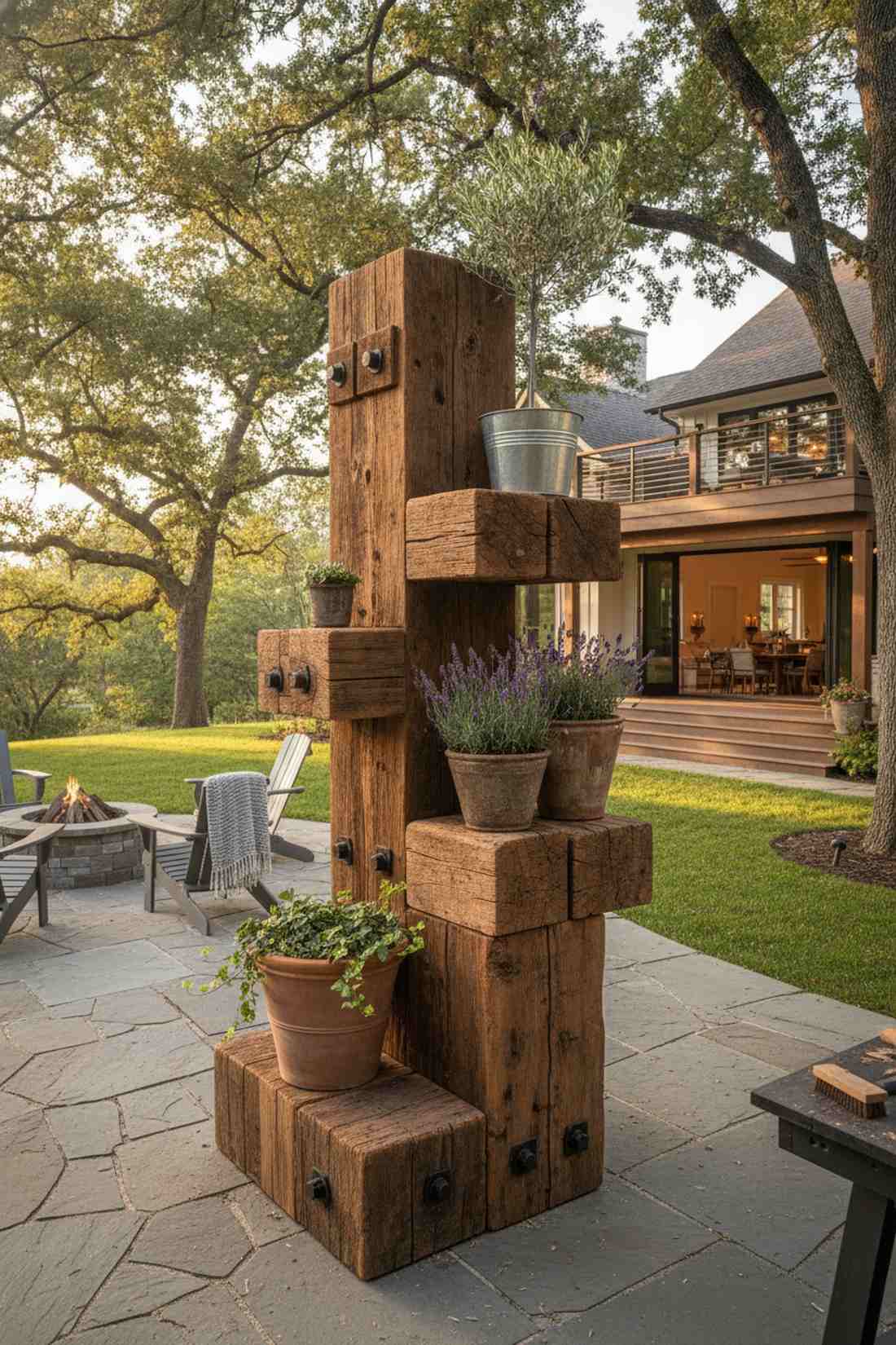 reclaimed wood rustic tower