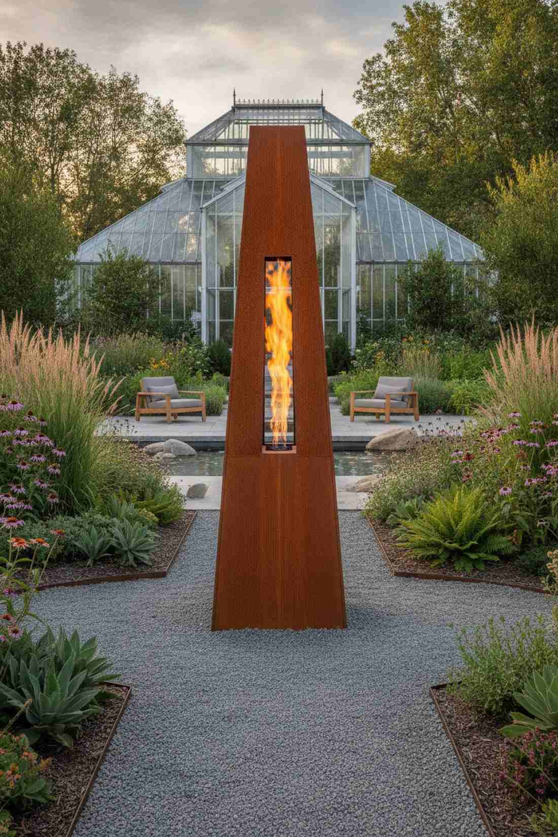 sculptural metal fire tower