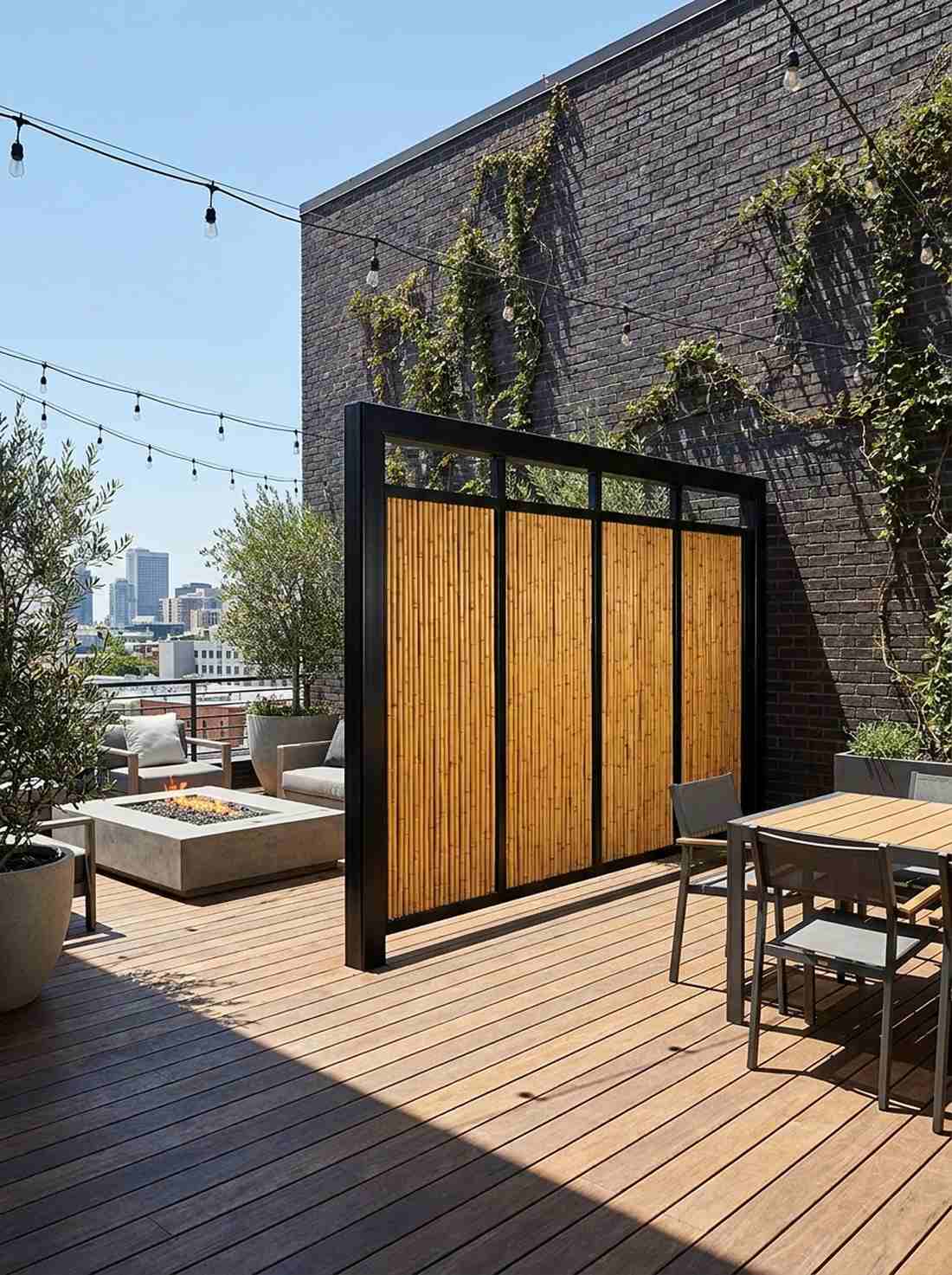 steel frame with bamboo infill