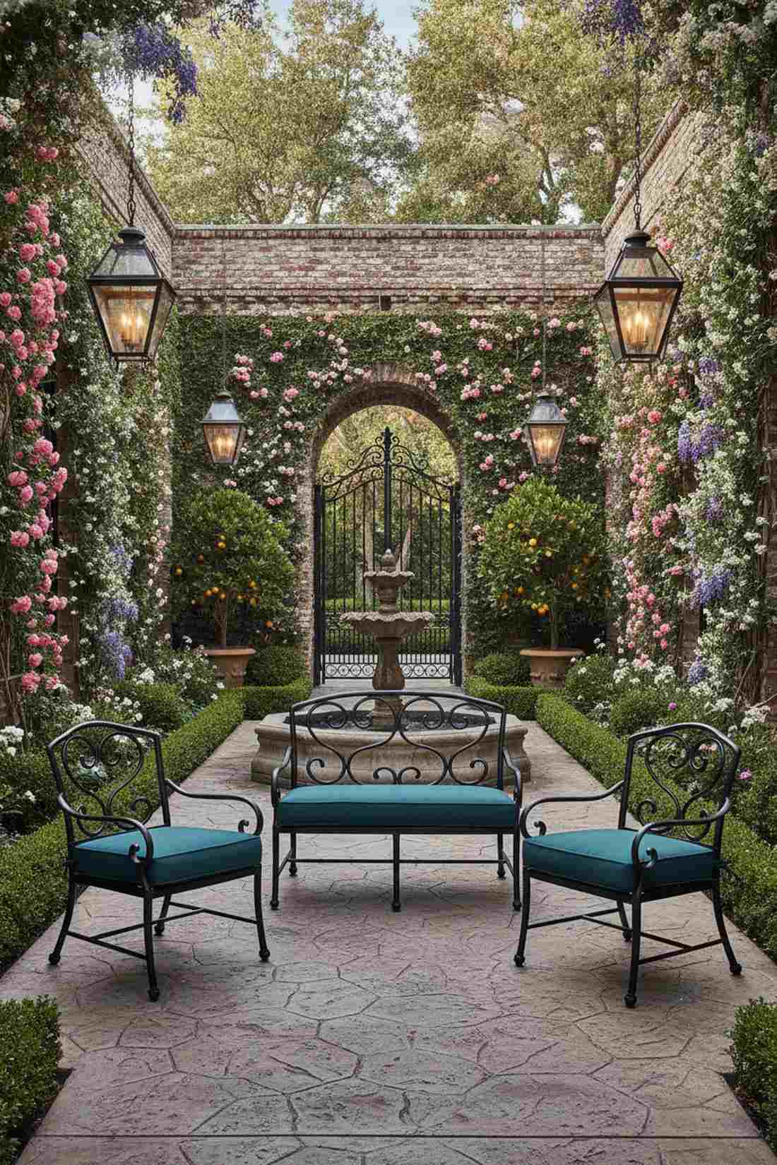 wrought iron vintage seating