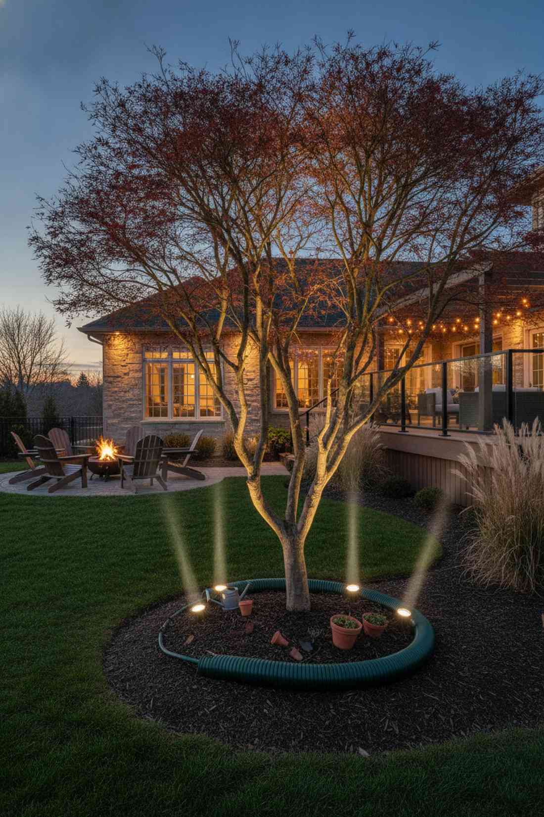 accent shrub spotlighting