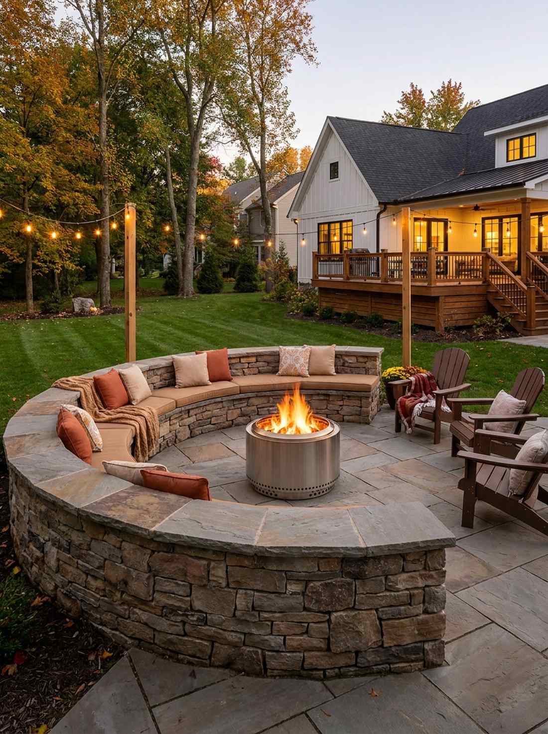 fire pit with curved seating