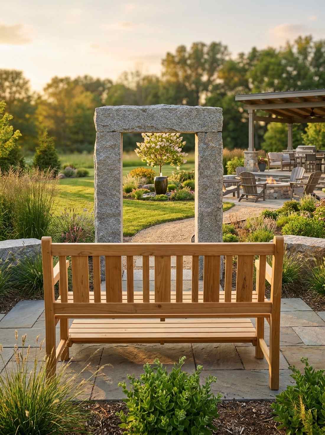 horizon line meditation bench