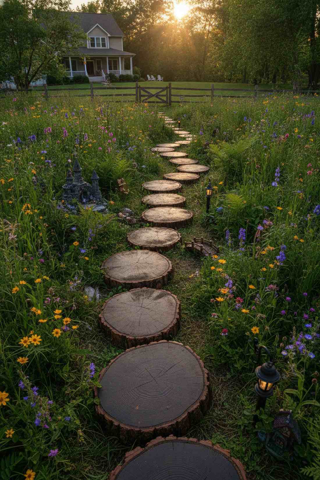 log round stepping stones
