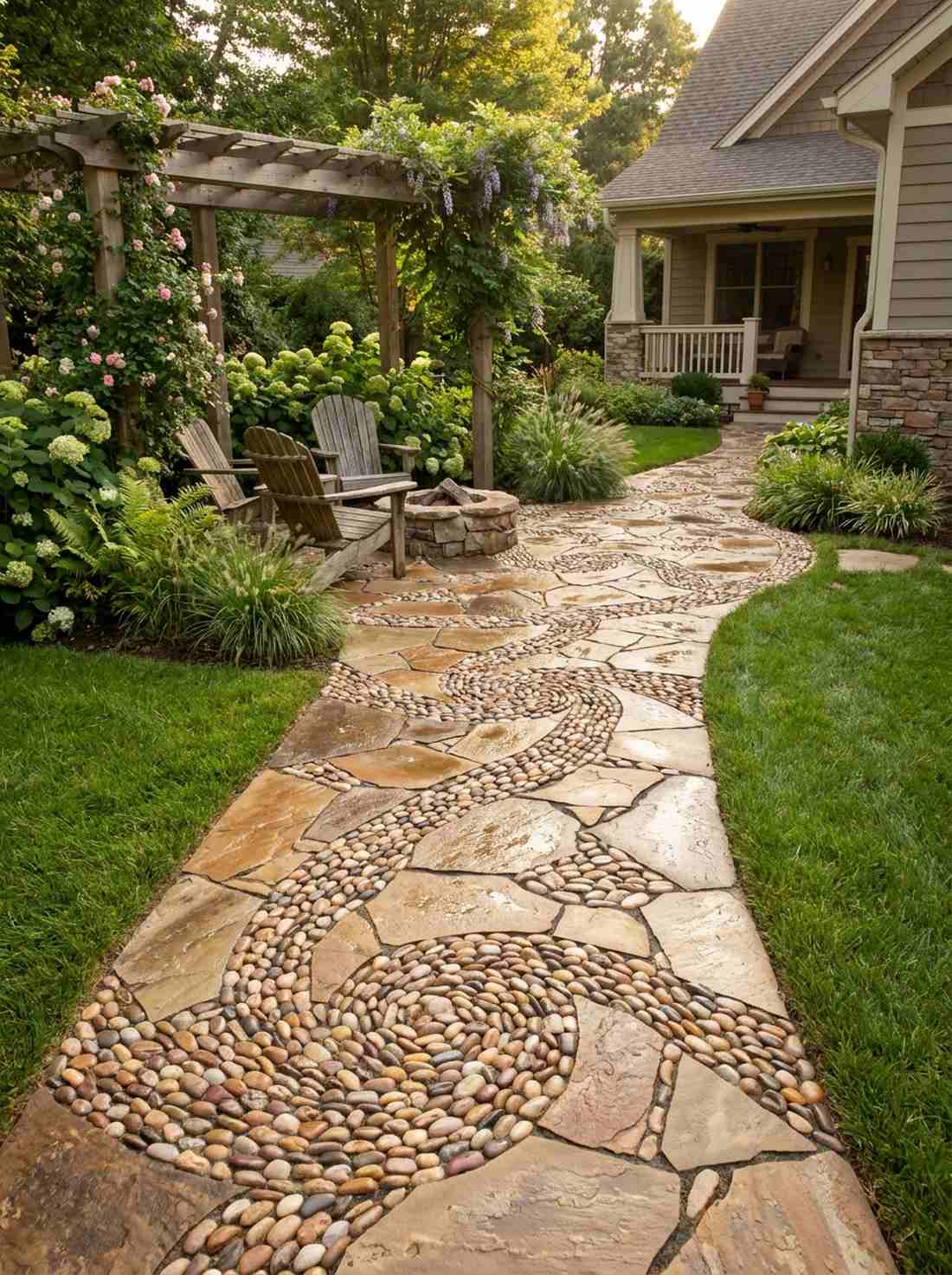 mosaic pebble and flagstone