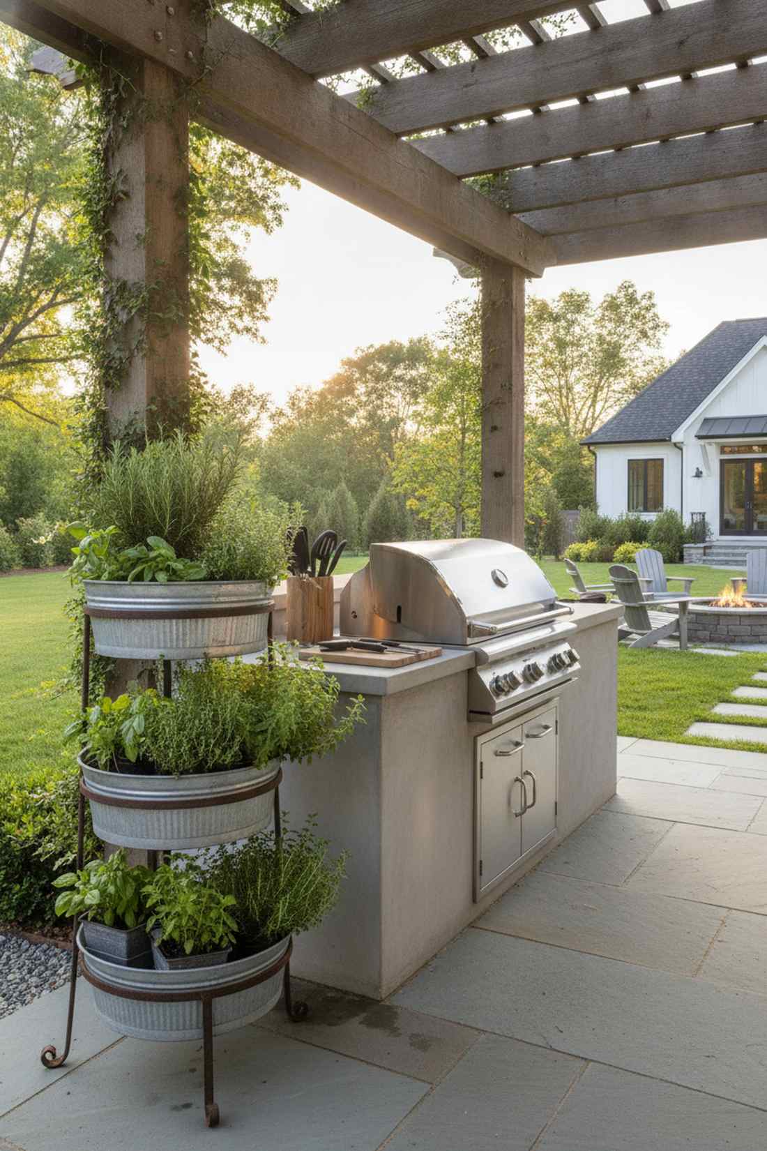 outdoor kitchen herb station