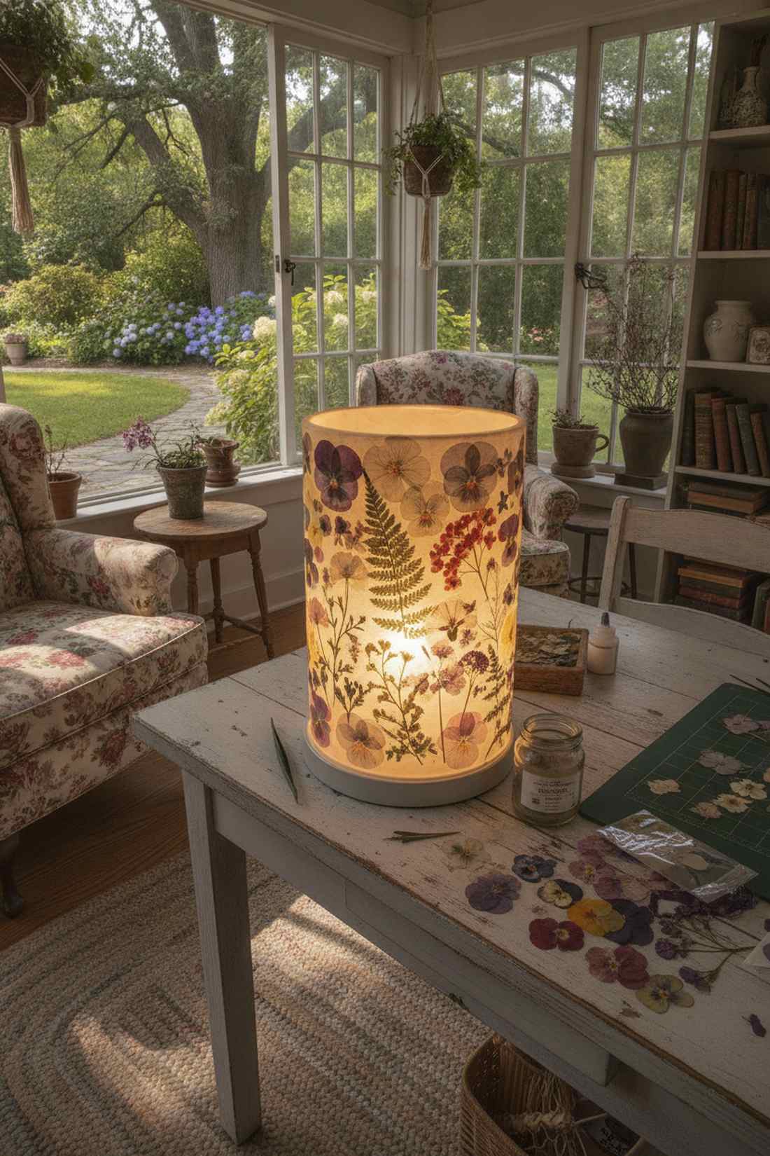 pressed flower mod podge lanterns