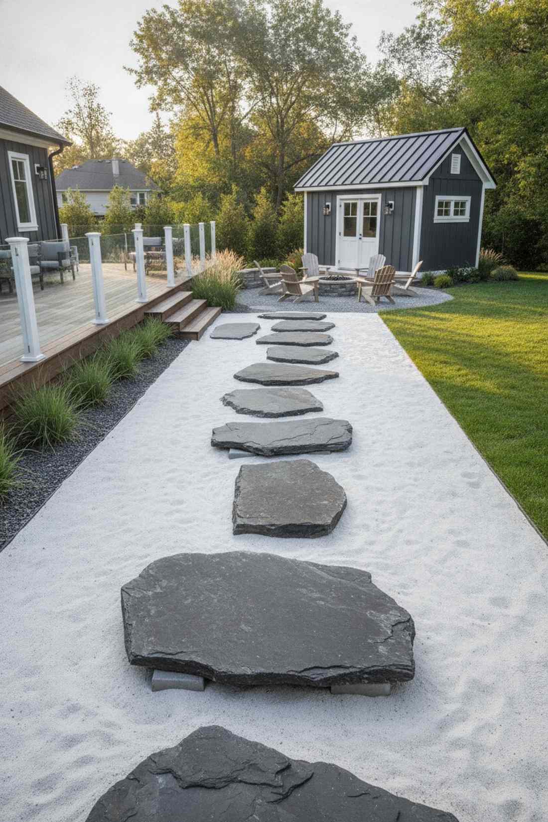 stone path crossing gravel field