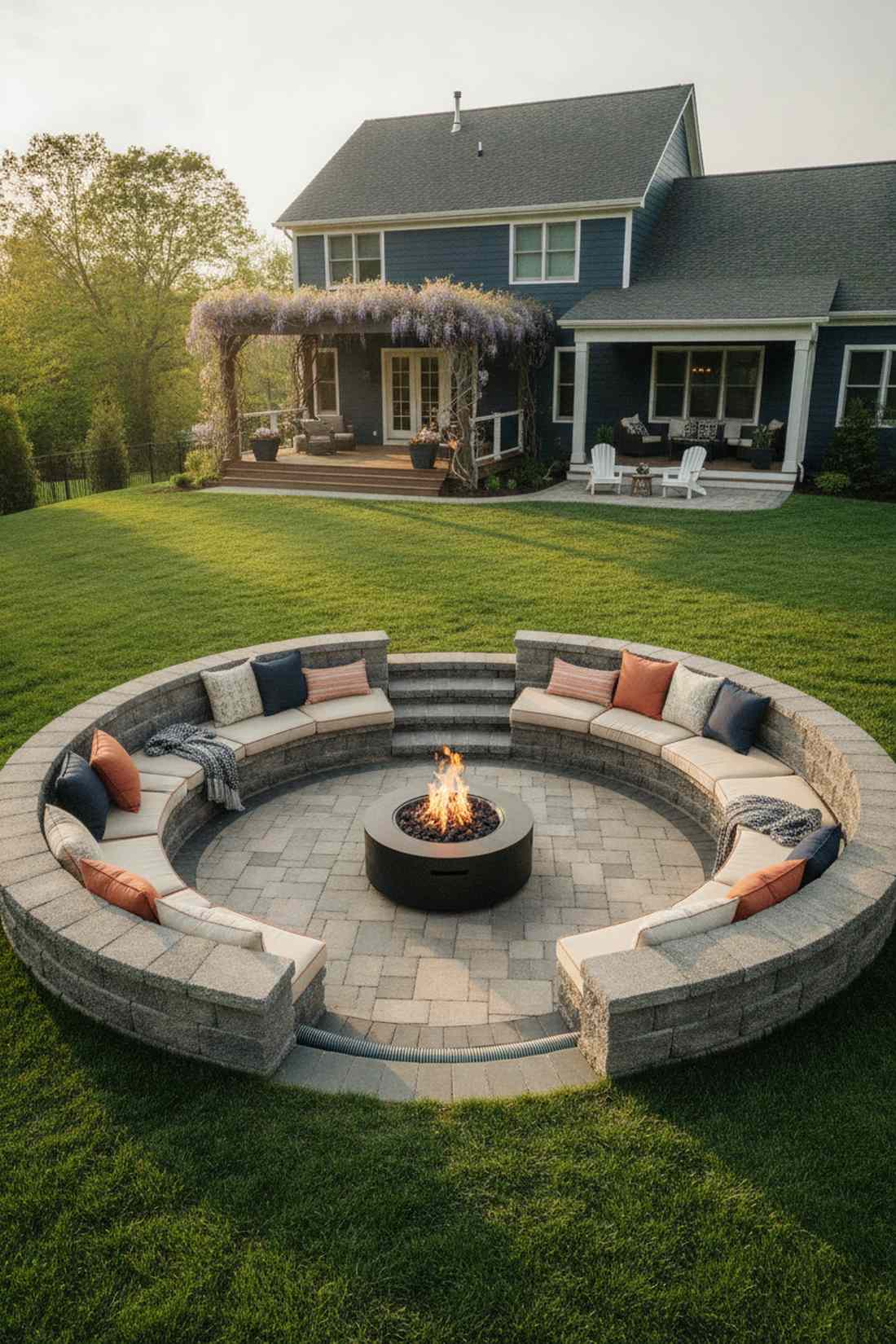sunken conversation pit with central fire