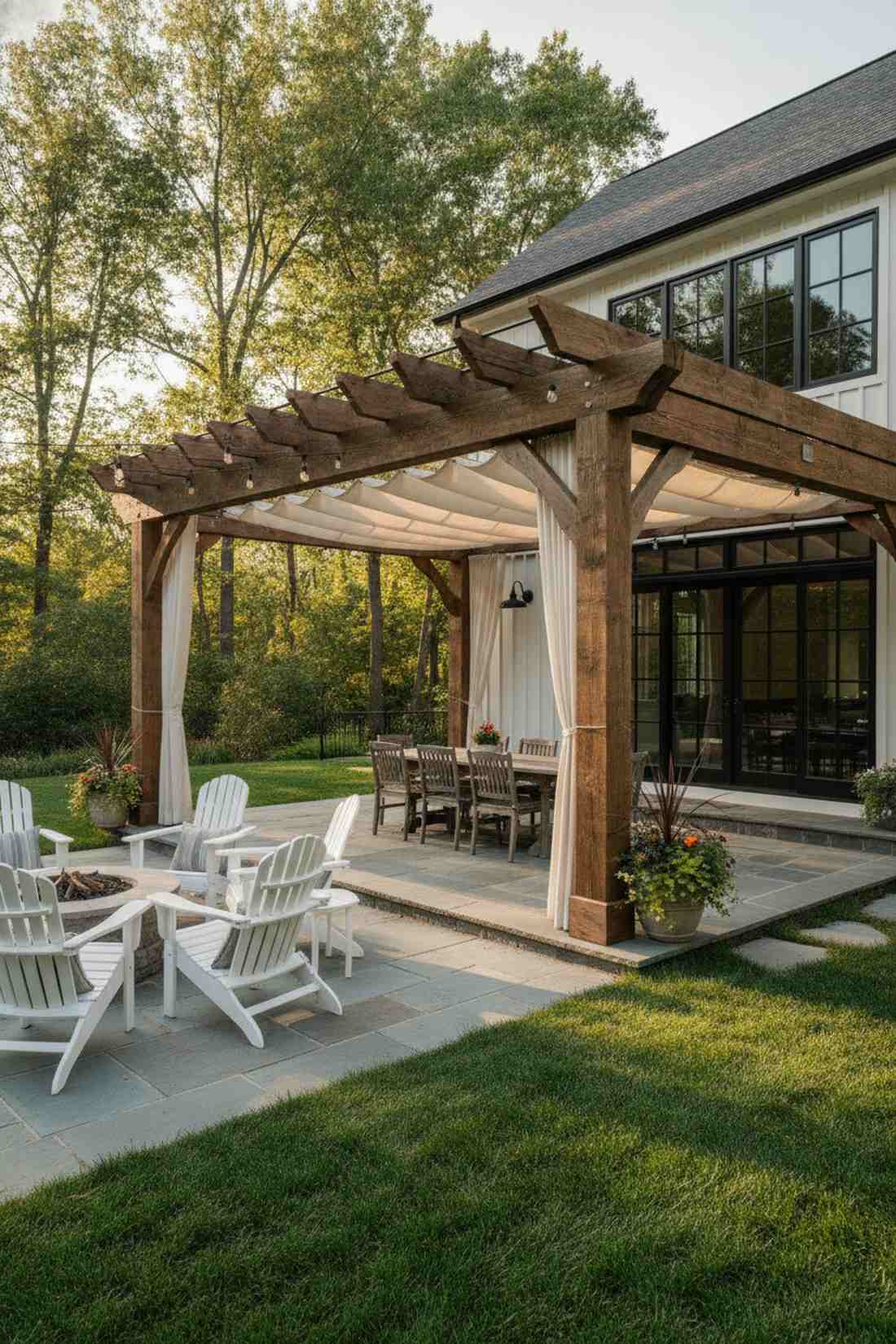 timber pergola with retractable canopy