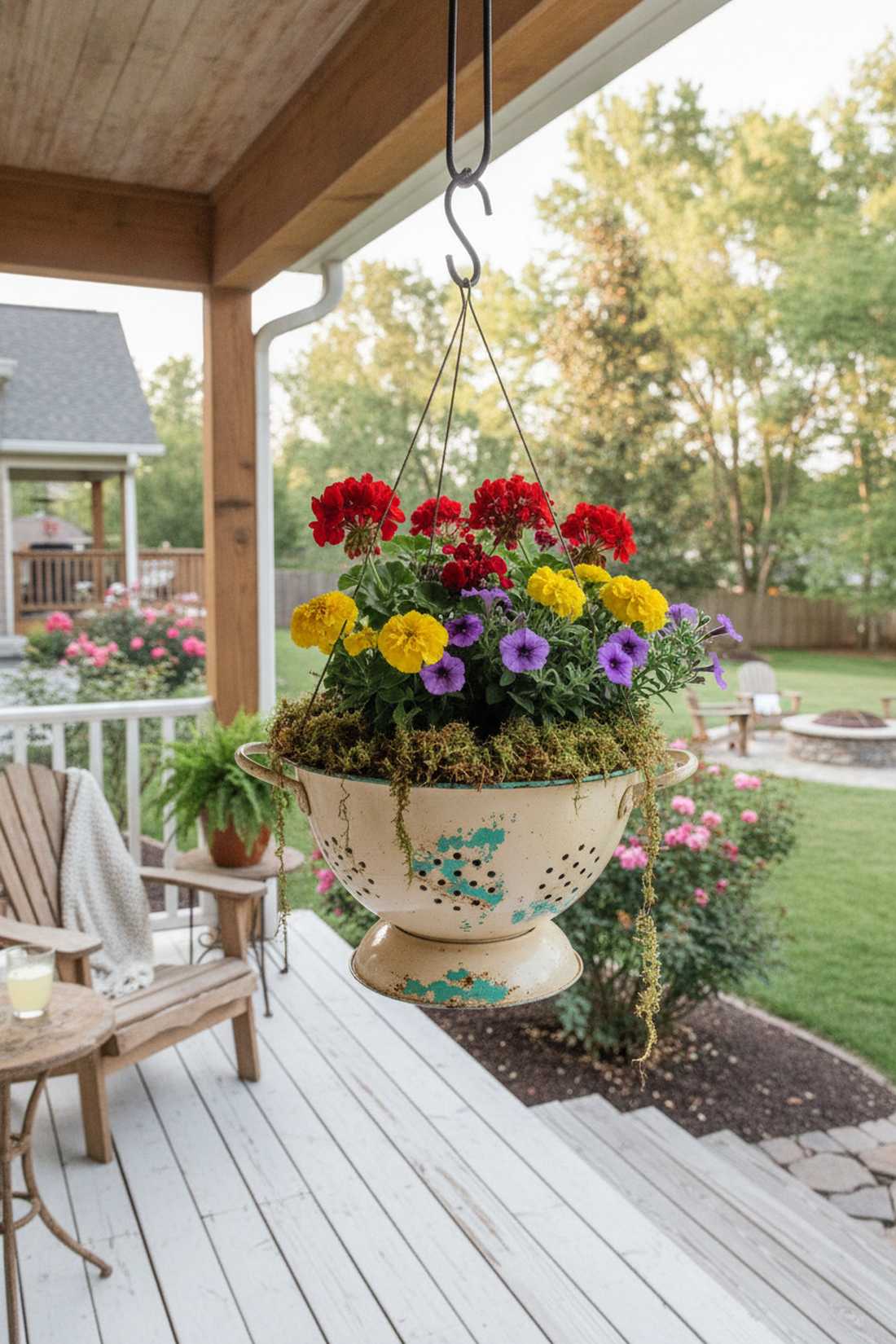 vintage colander planter