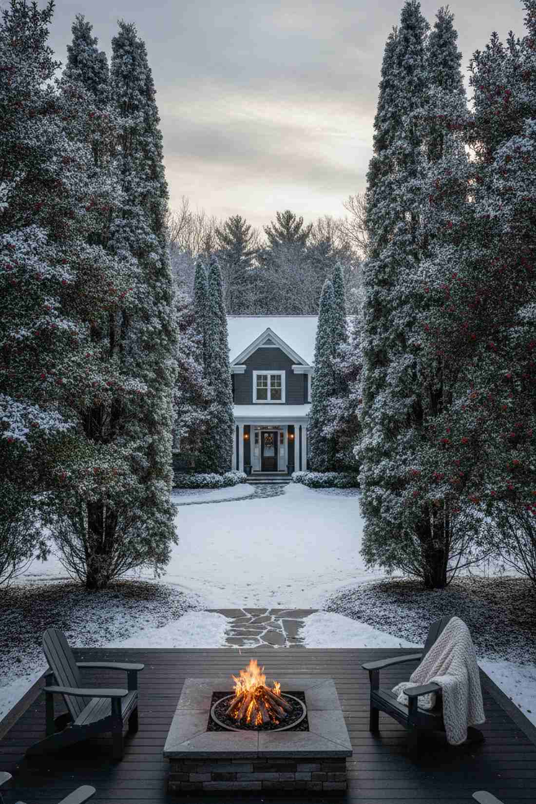 winter evergreen structure