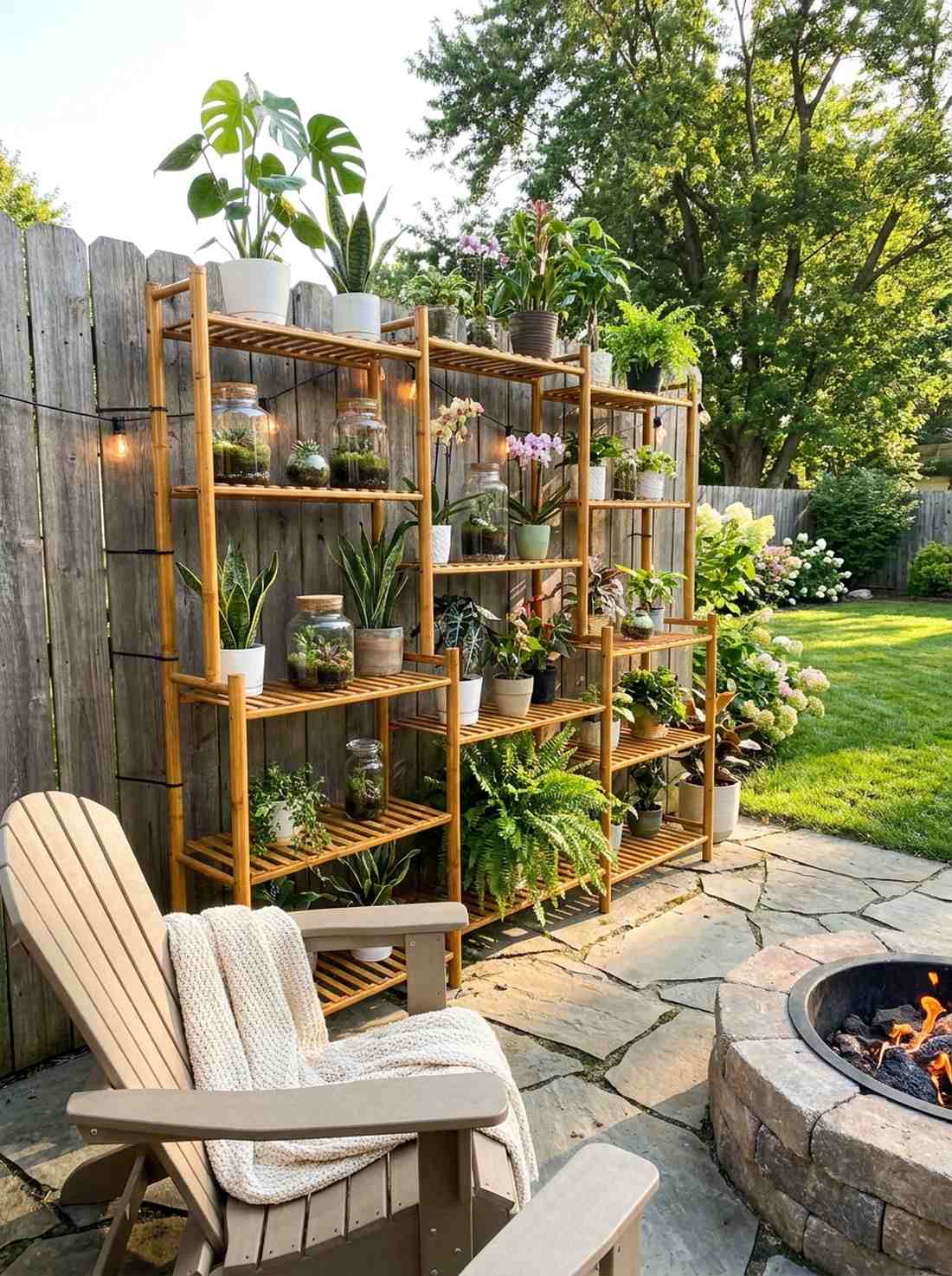 bamboo plant stand