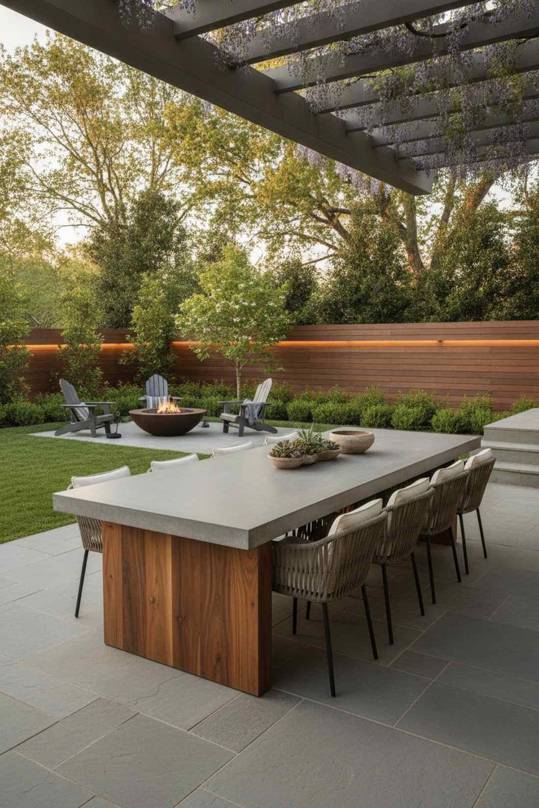 concrete and wood dining table