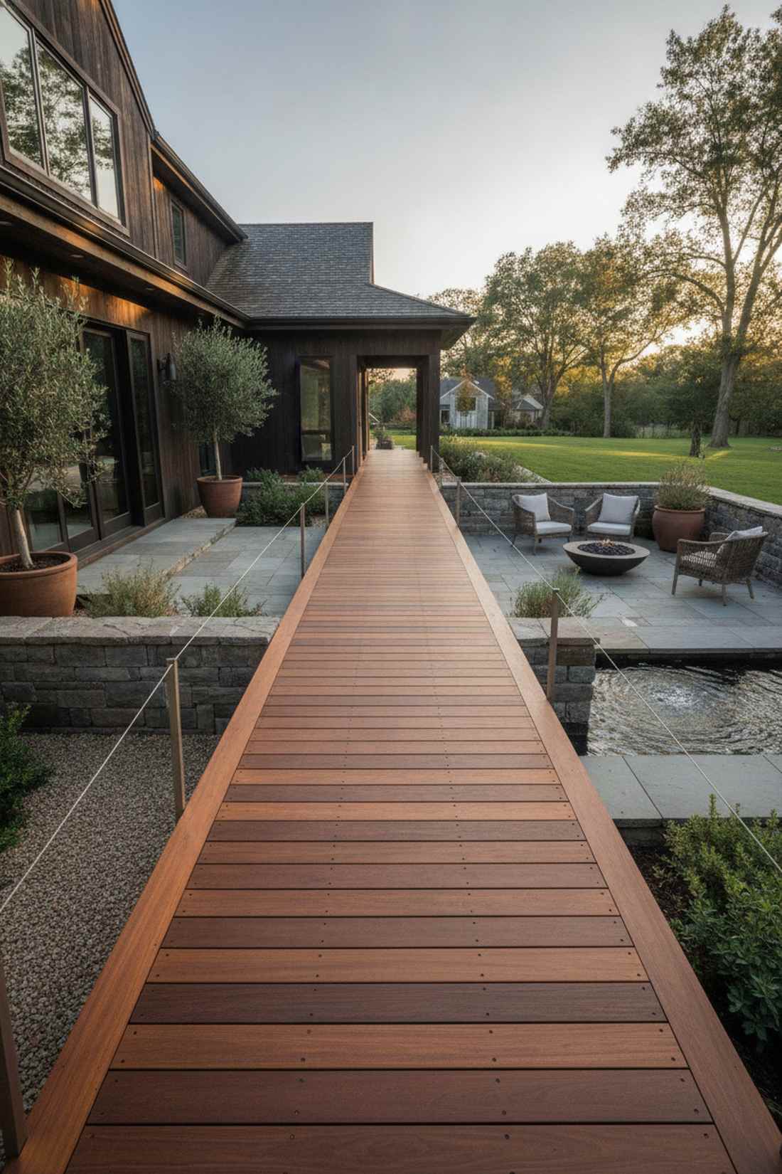 courtyard patio with connecting deck