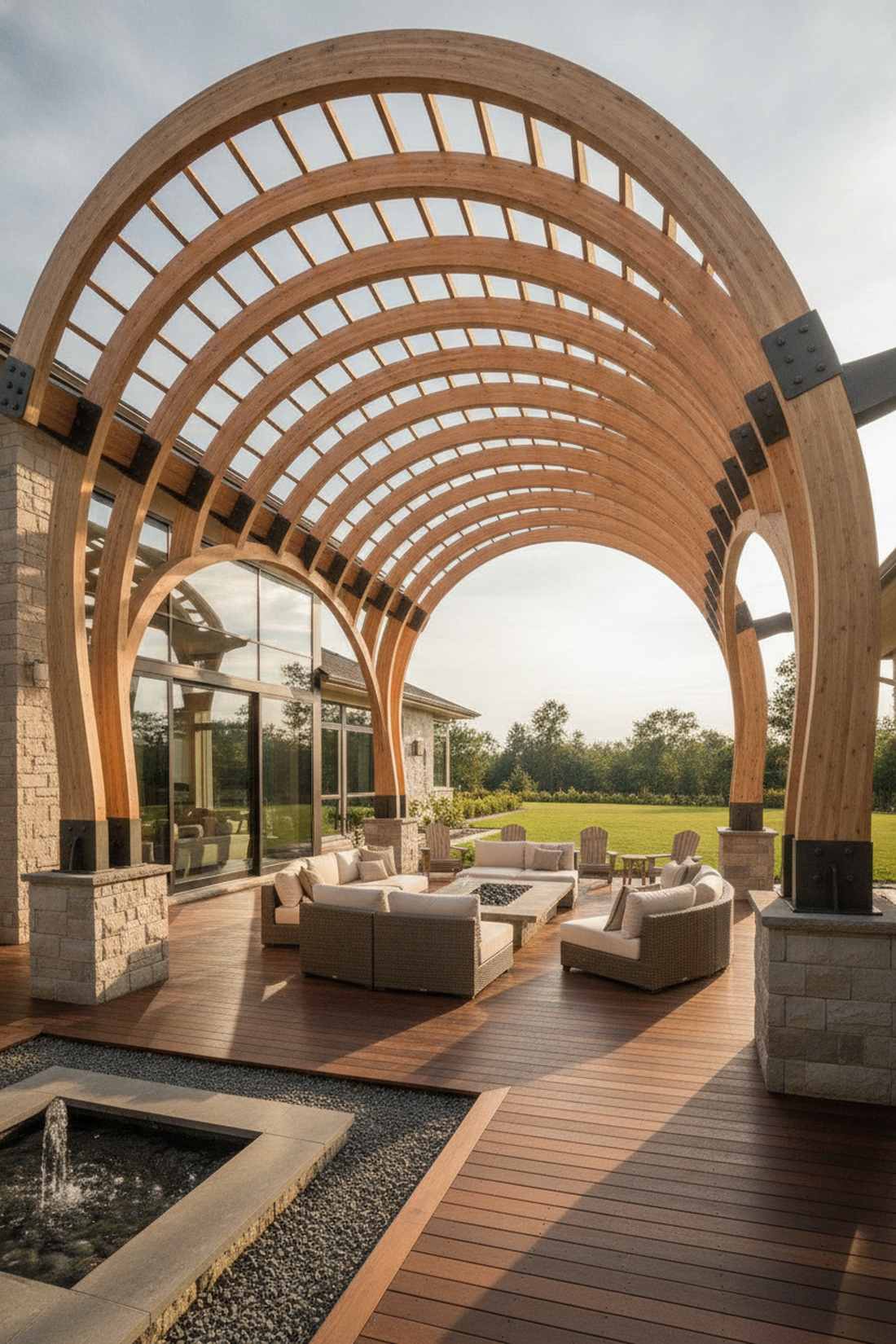 curved beam architectural pergola