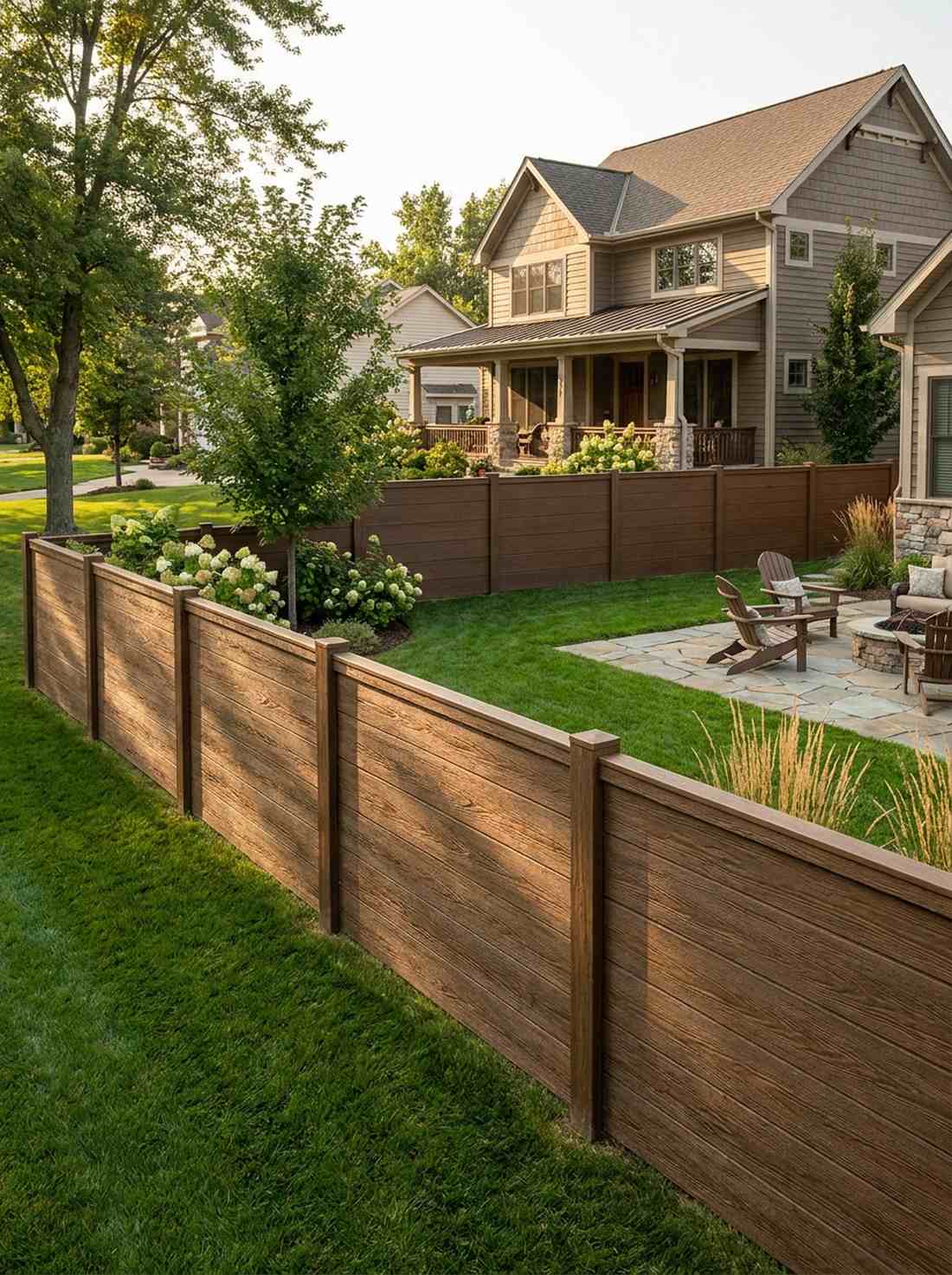 embossed wood grain composite fence